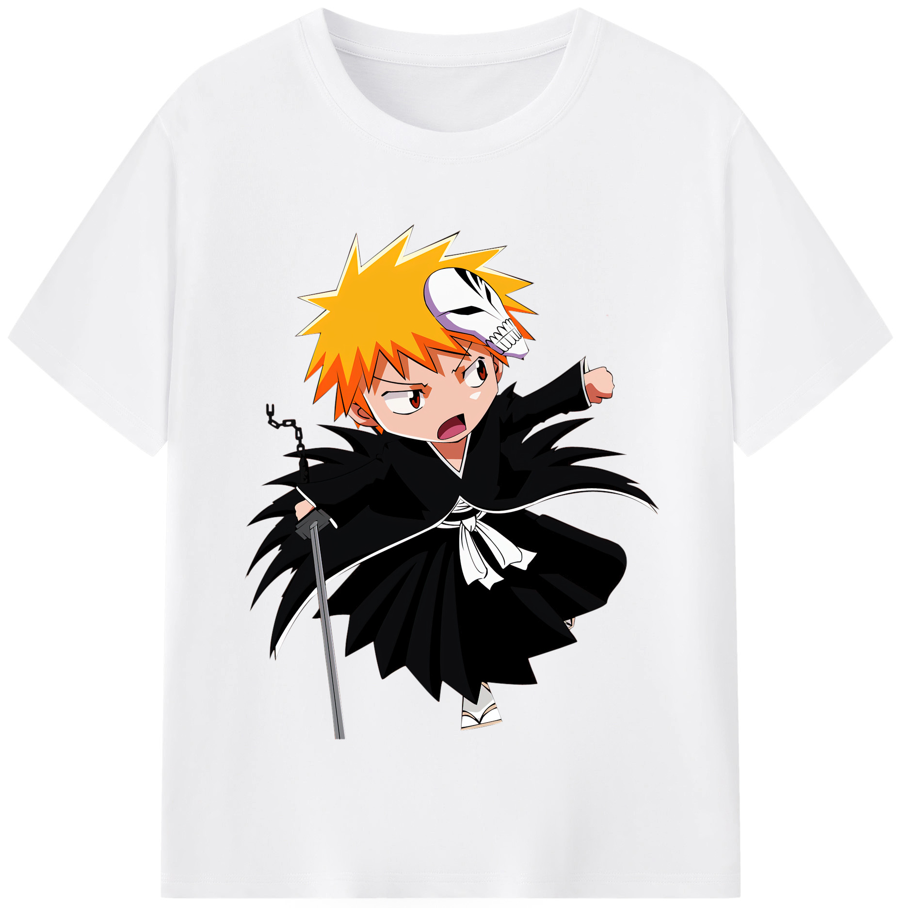 （画像用） ブリーチ 黒崎一護（くろさき いちご）BLEACH Kurosaki Ichigo 綿100％半袖Tシャツ（フロントプリント）