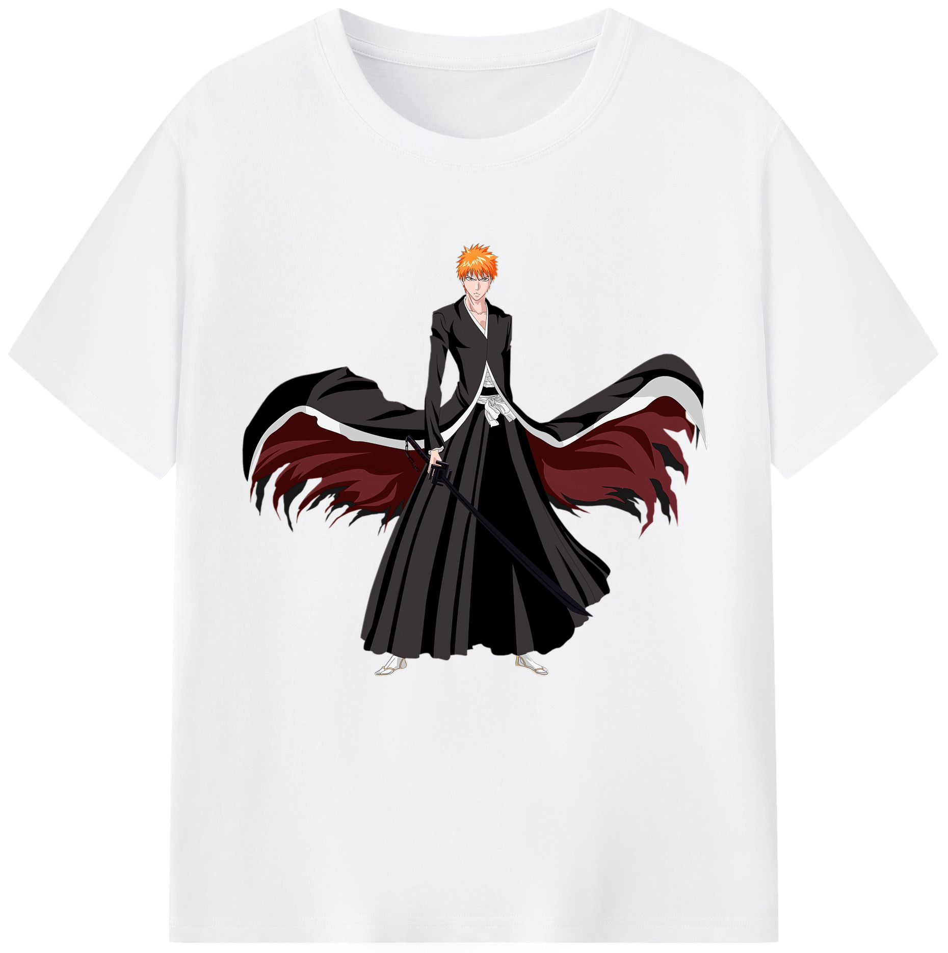 （画像用） ブリーチ 黒崎一護（くろさき いちご）BLEACH Kurosaki Ichigo 綿100％半袖Tシャツ（フロントプリント）