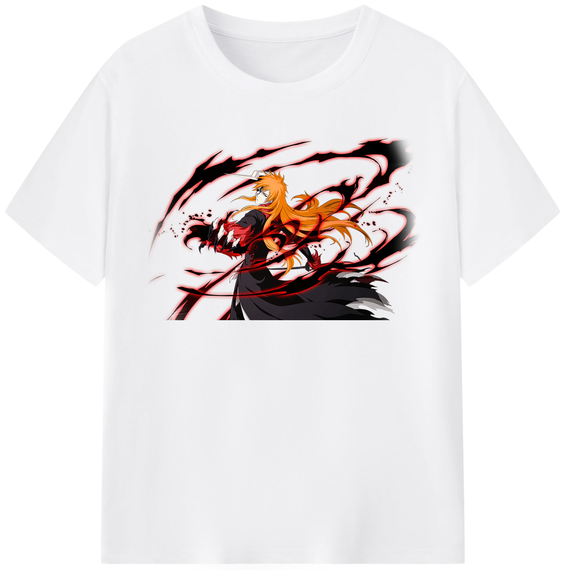 （画像用） ブリーチ 黒崎一護（くろさき いちご）BLEACH Kurosaki Ichigo 綿100％半袖Tシャツ（フロントプリント）