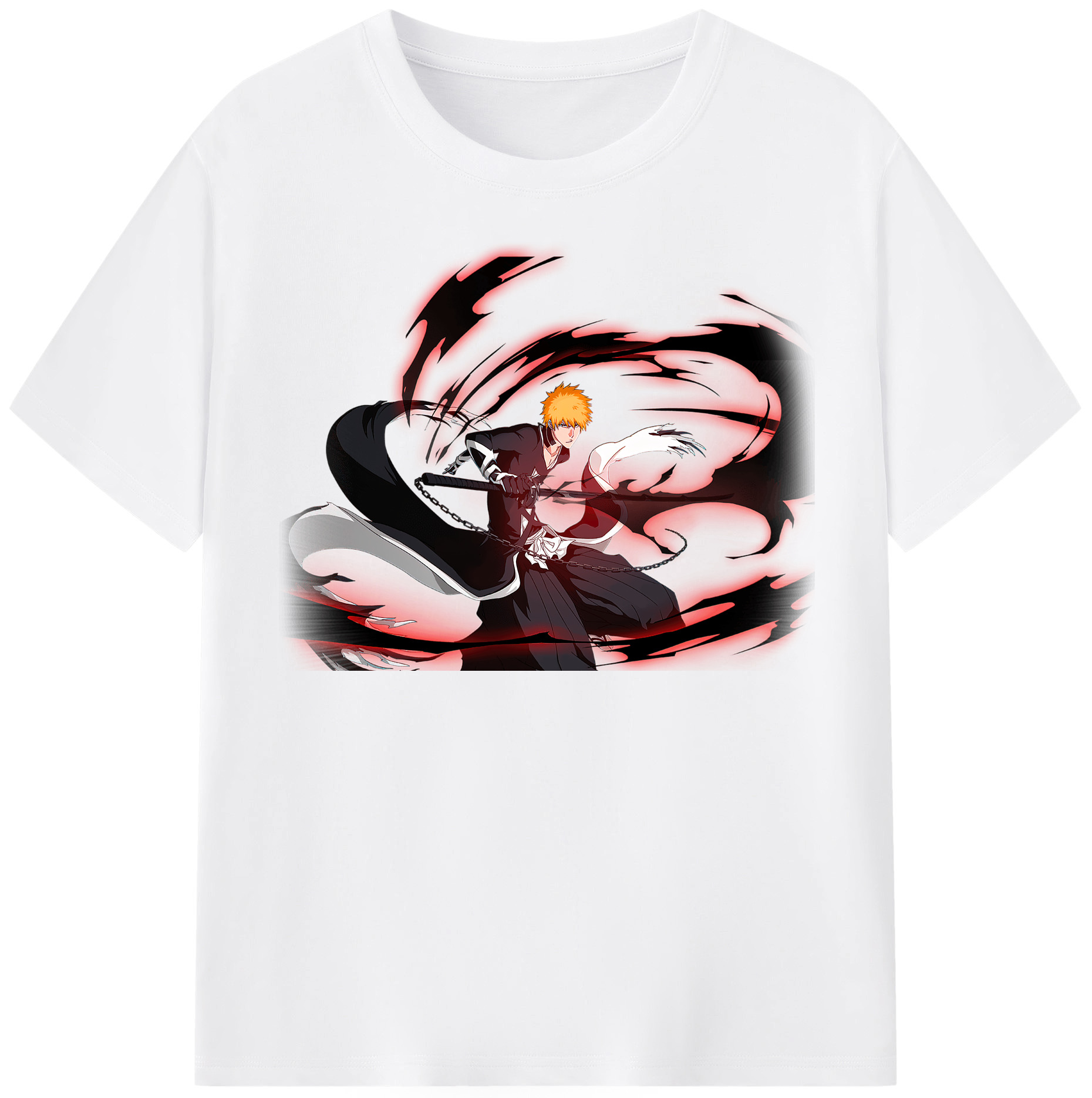 （画像用） ブリーチ 黒崎一護（くろさき いちご）BLEACH Kurosaki Ichigo 綿100％半袖Tシャツ（フロントプリント）