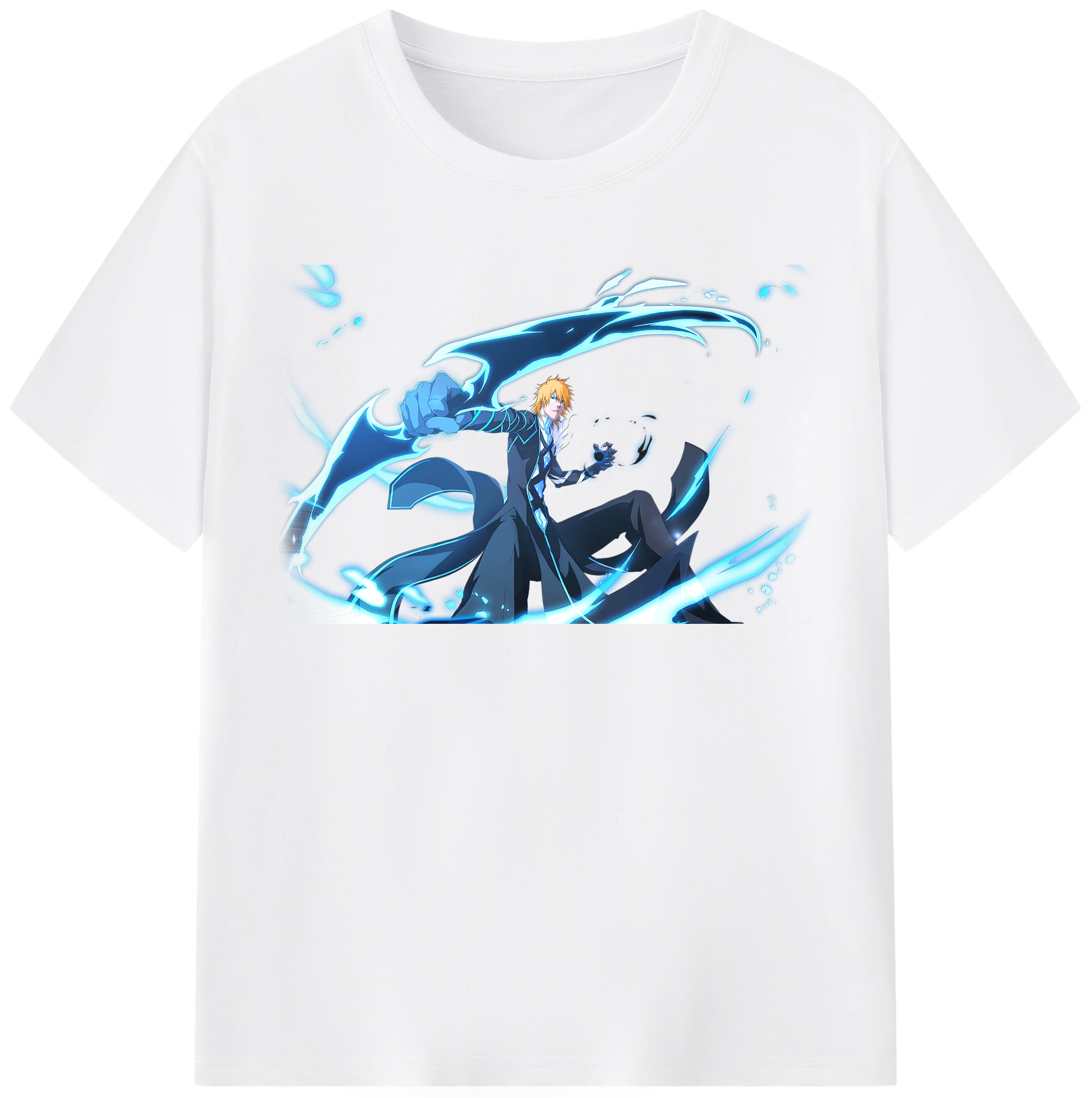 （画像用） ブリーチ 黒崎一護（くろさき いちご）BLEACH Kurosaki Ichigo 綿100％半袖Tシャツ（フロントプリント）