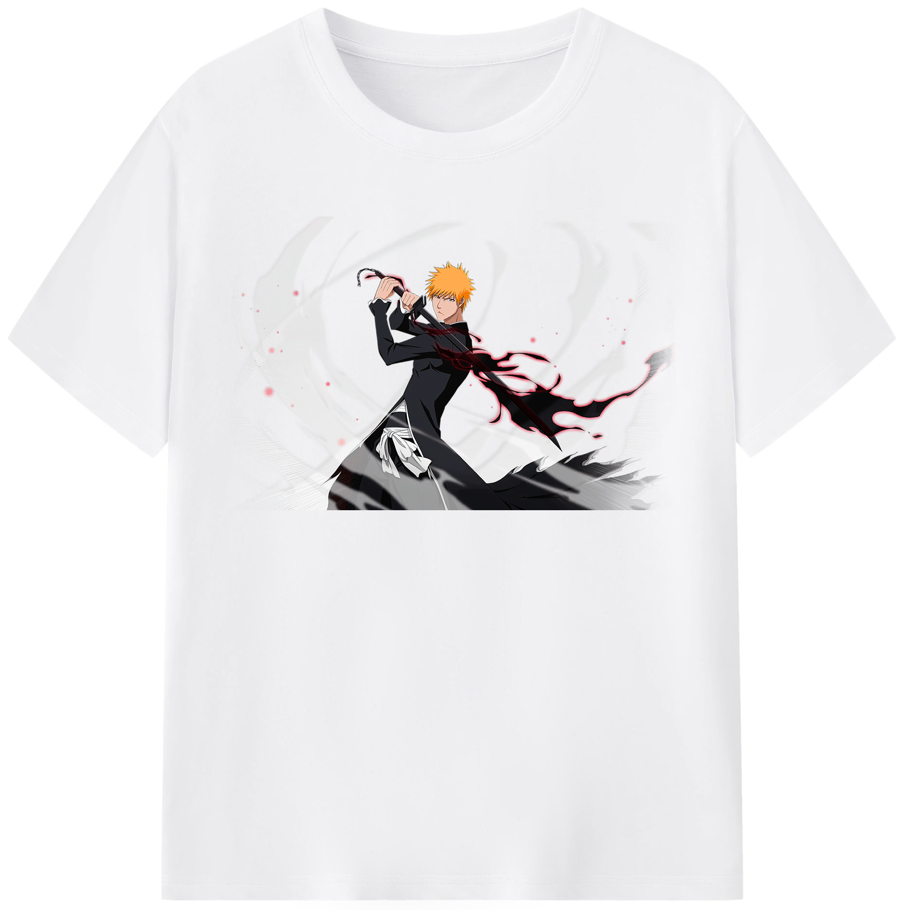 （画像用） ブリーチ 黒崎一護（くろさき いちご）BLEACH Kurosaki Ichigo 綿100％半袖Tシャツ（フロントプリント）