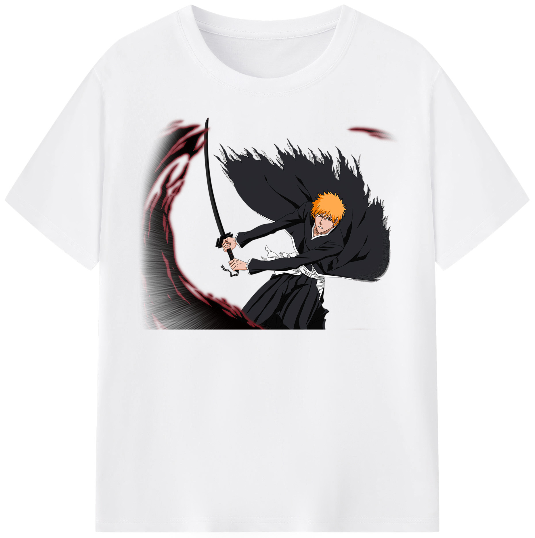 （画像用） ブリーチ 黒崎一護（くろさき いちご）BLEACH Kurosaki Ichigo 綿100％半袖Tシャツ（フロントプリント）