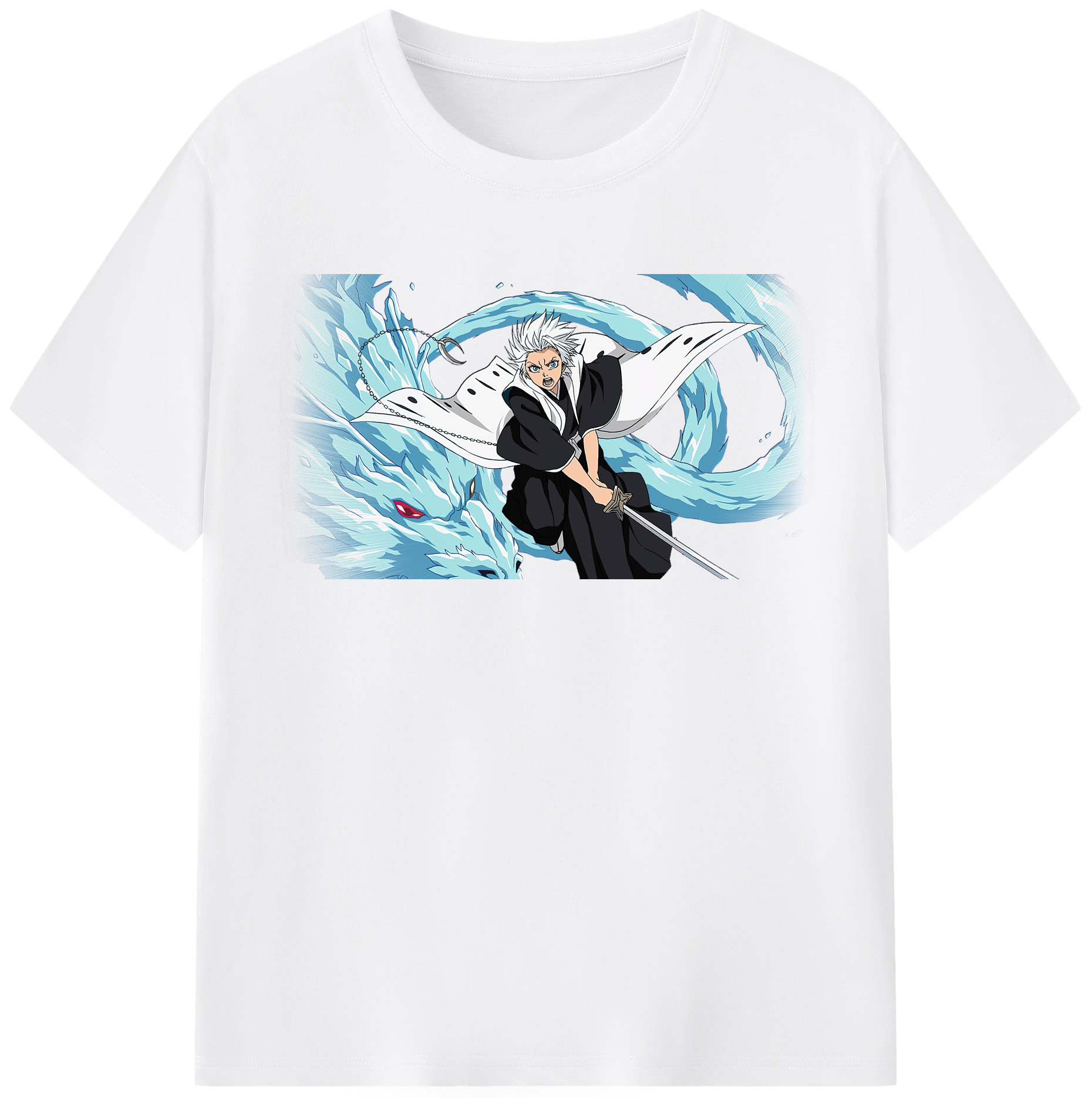 （画像用） ブリーチ 日番谷冬獅郎（ひつがや とうしろう） BLEACH Hitsugaya Toushirou 綿100％半袖Tシャツ（フロントプリント）