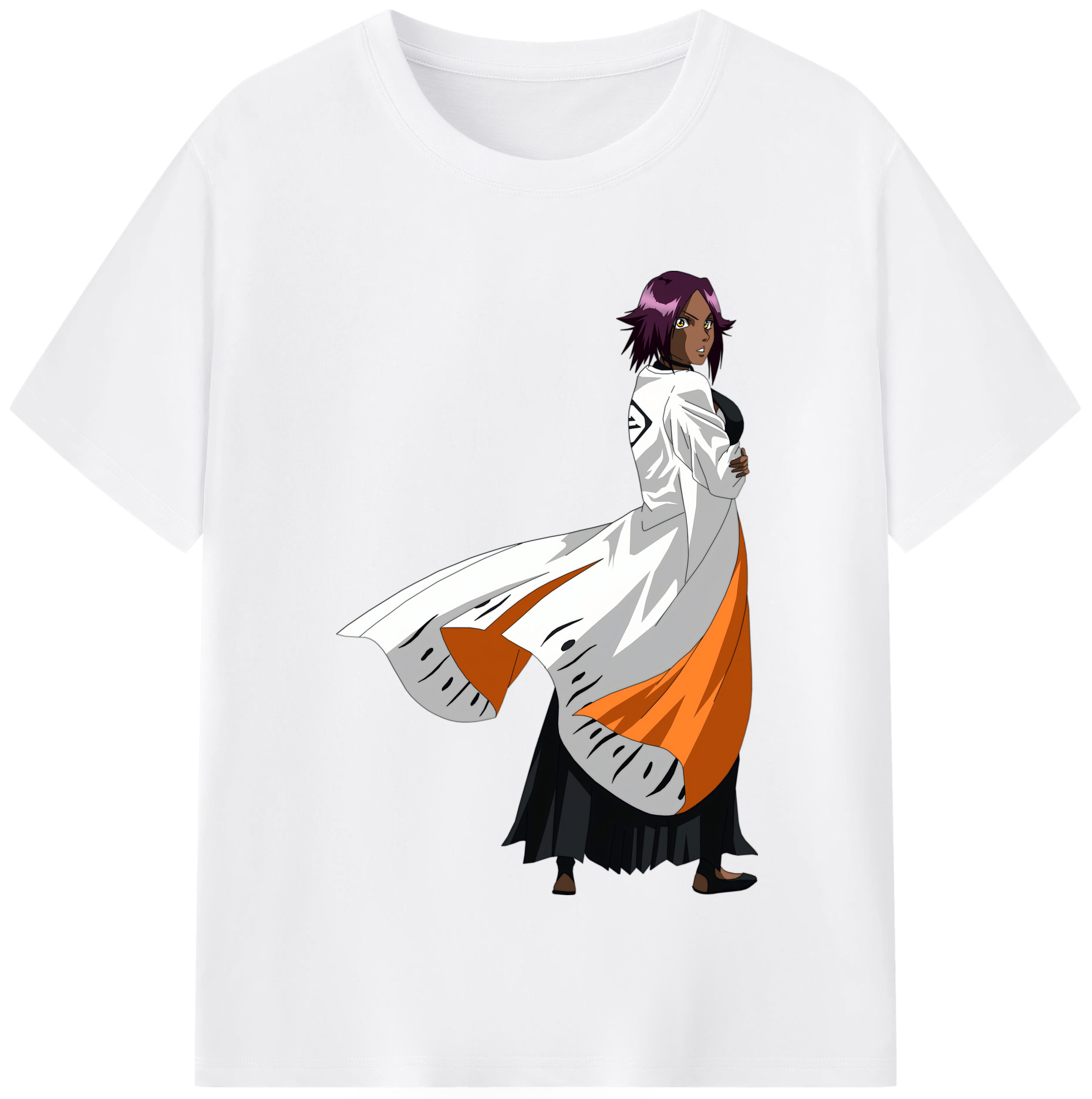 （画像用） ブリーチ 四楓院 夜一（しほういん よるいち） BLEACH Shihouin Yoruichi 綿100％半袖Tシャツ（フロントプリント）