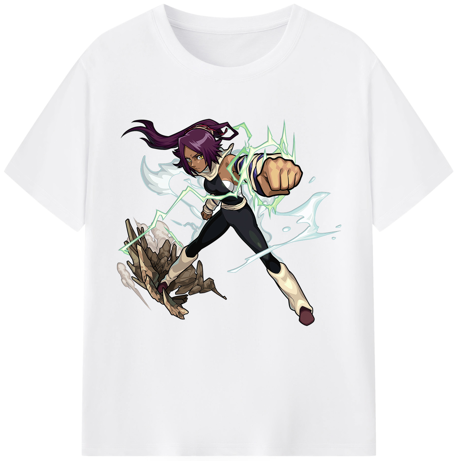 （画像用） ブリーチ 四楓院 夜一（しほういん よるいち） BLEACH Shihouin Yoruichi 綿100％半袖Tシャツ（フロントプリント）