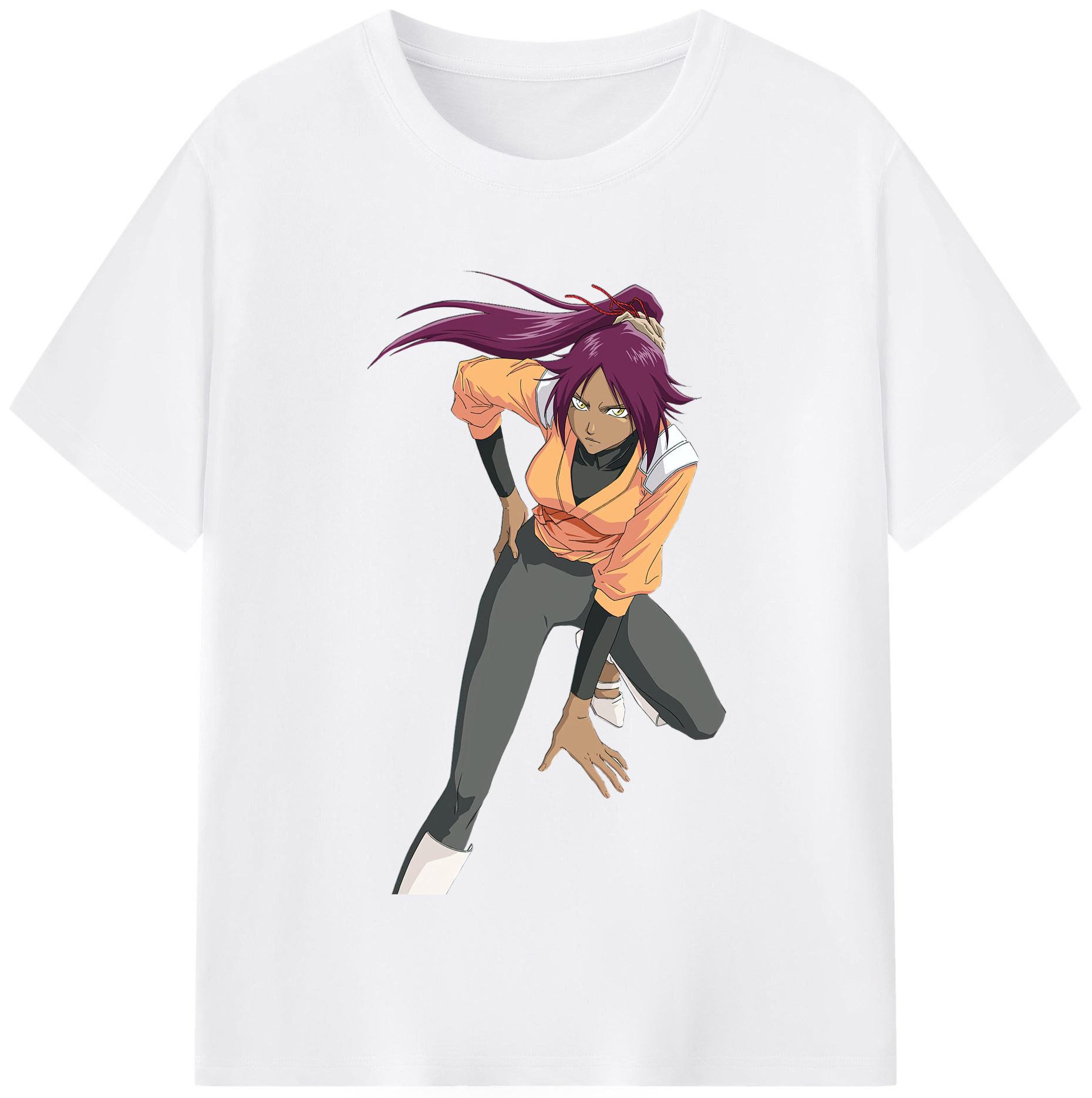 （画像用） ブリーチ 四楓院 夜一（しほういん よるいち） BLEACH Shihouin Yoruichi 綿100％半袖Tシャツ（フロントプリント）