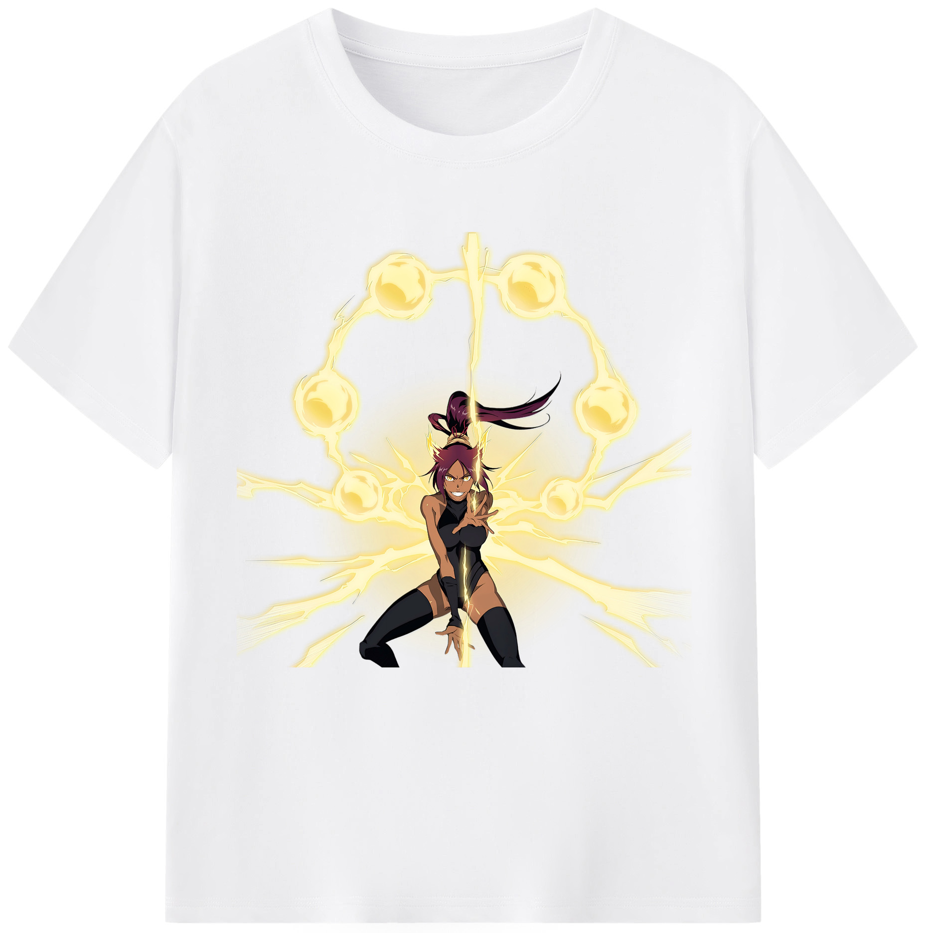 （画像用） ブリーチ 四楓院 夜一（しほういん よるいち） BLEACH Shihouin Yoruichi 綿100％半袖Tシャツ（フロントプリント）