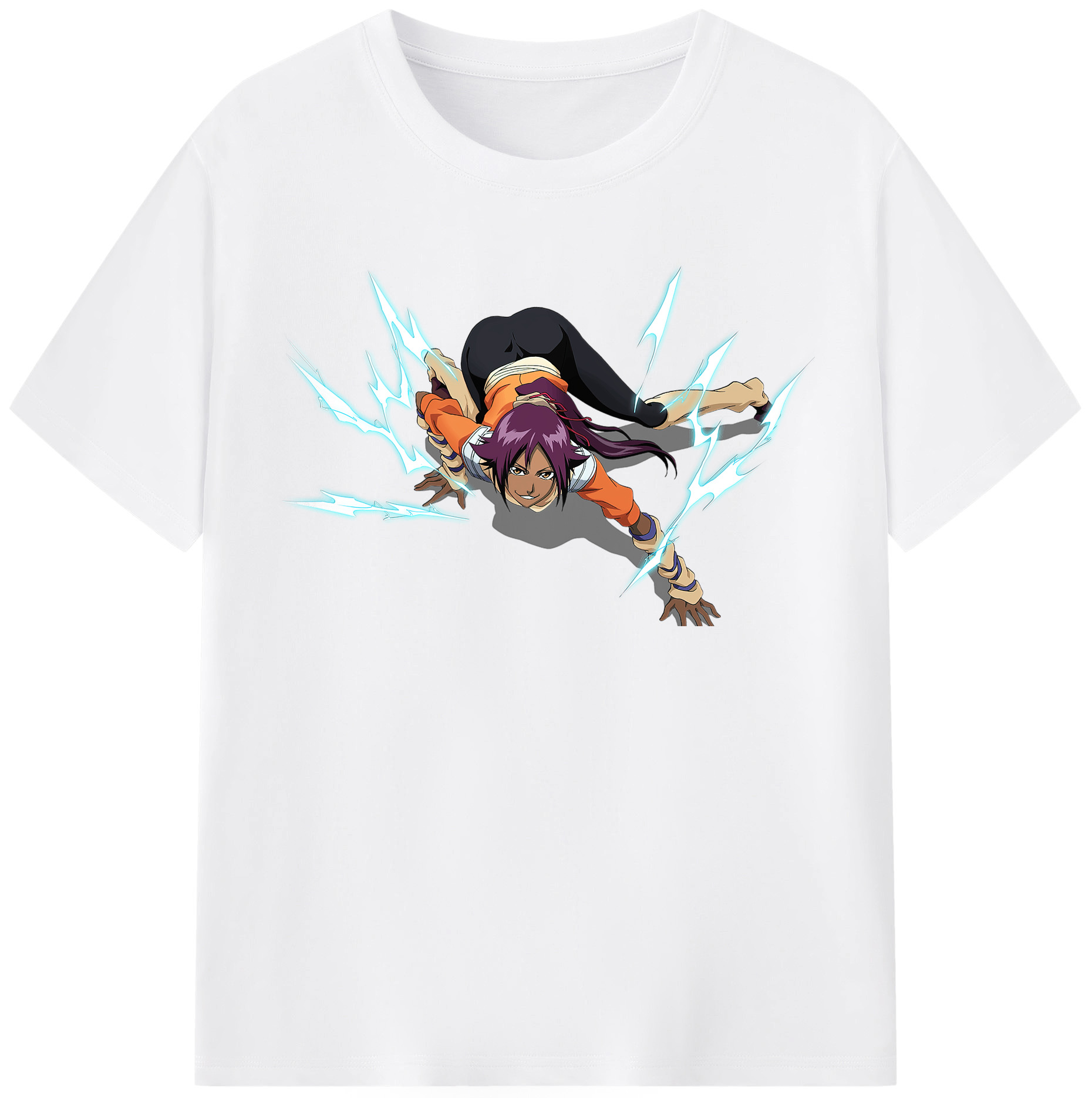 （画像用） ブリーチ 四楓院 夜一（しほういん よるいち） BLEACH Shihouin Yoruichi 綿100％半袖Tシャツ（フロントプリント）