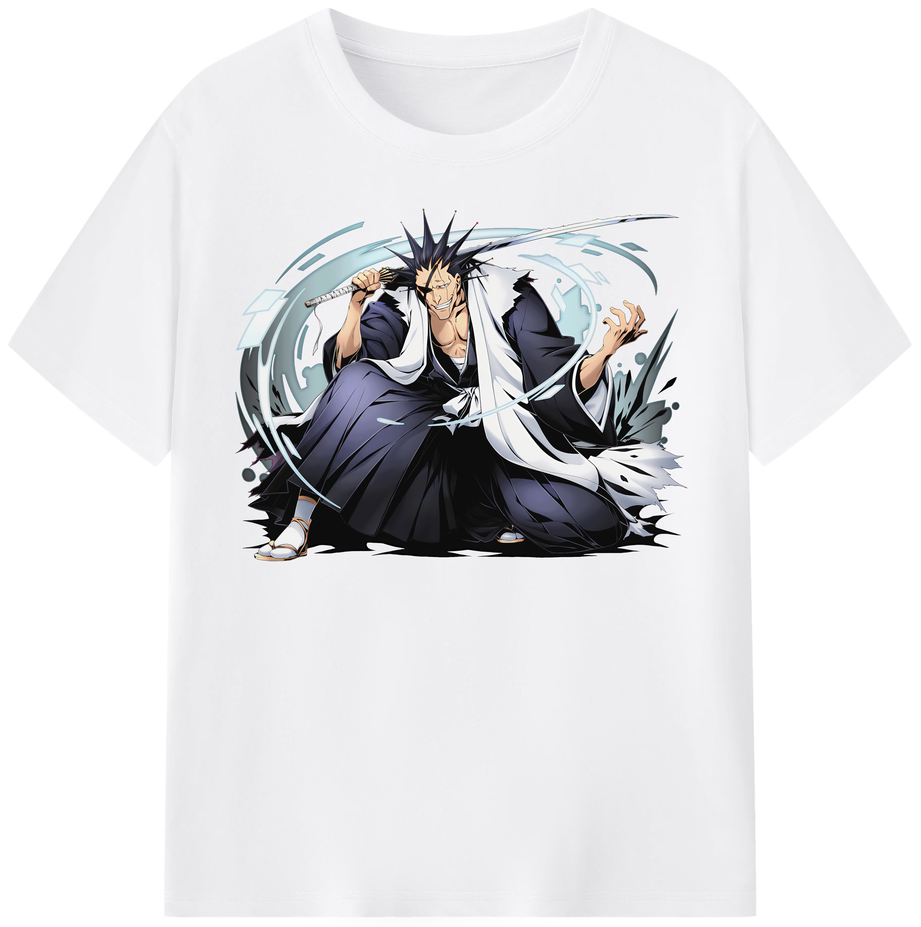 （画像用） ブリーチ ざらき けんぱち BLEACH Zaraki Kenpachi 綿100％半袖Tシャツ（フロントプリント）
