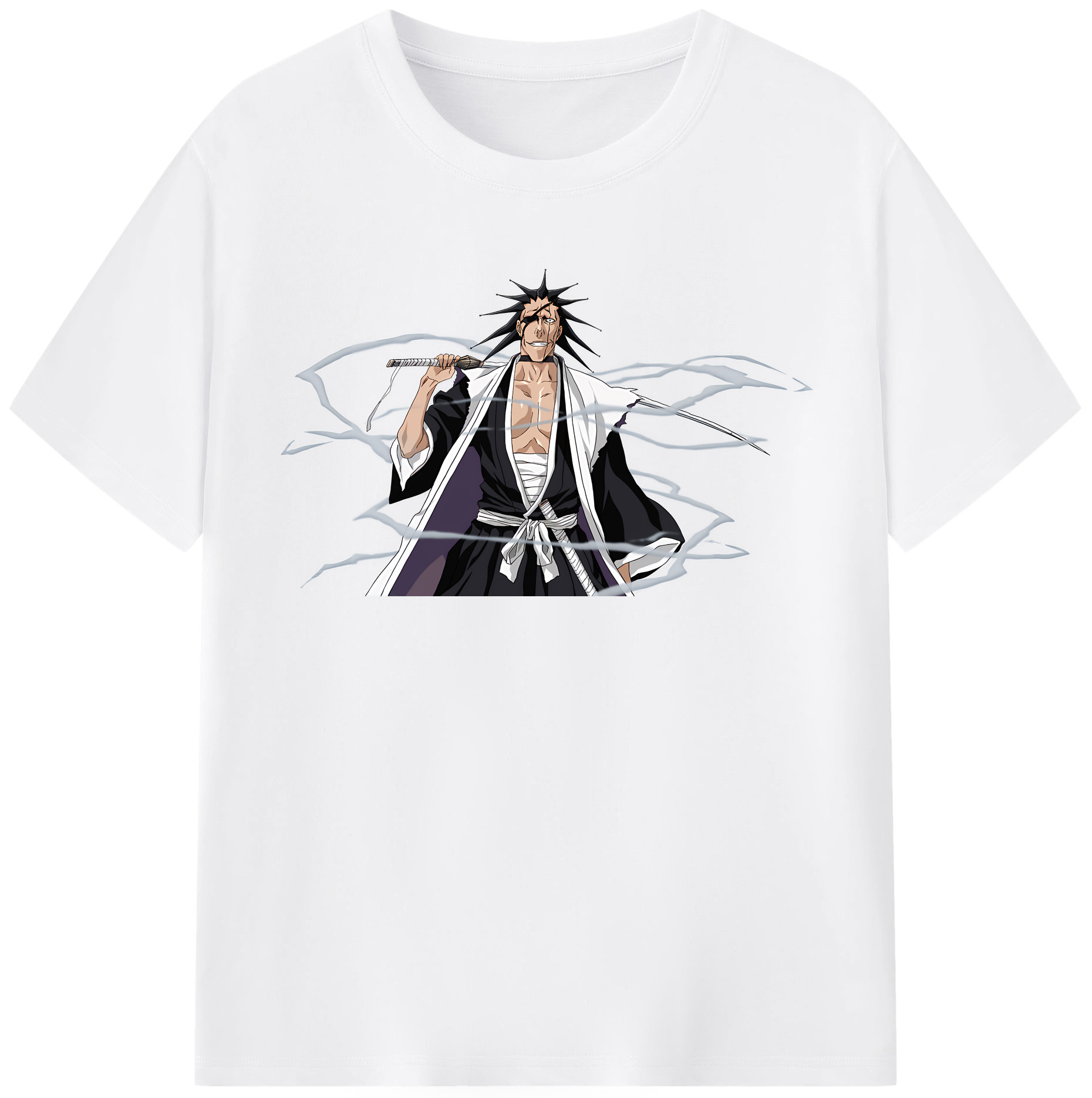 （画像用） ブリーチ ざらき けんぱち BLEACH Zaraki Kenpachi 綿100％半袖Tシャツ（フロントプリント）