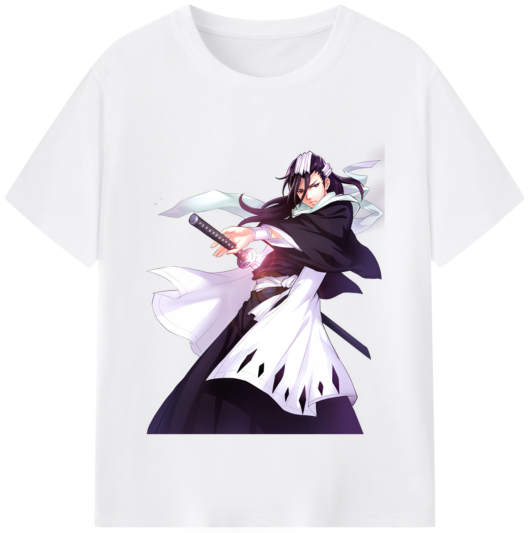 （画像用） ブリーチ くちき びゃくや BLEACH Kuchiki Byakuya 綿100％半袖Tシャツ（フロントプリント）