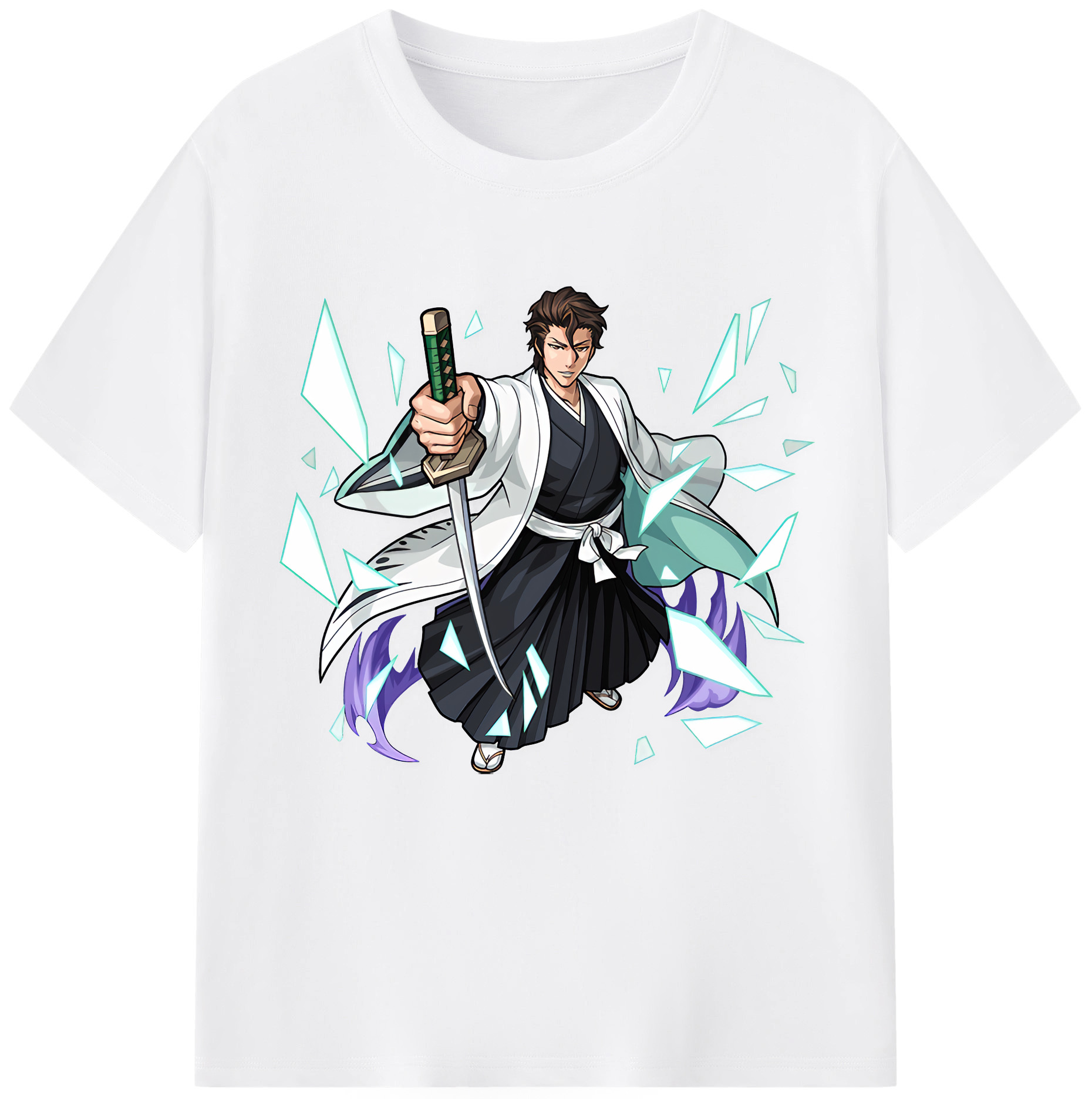 （画像用） ブリーチ 藍染 惣右介（あいぜん そうすけ） BLEACH Aizen Sousuke 綿100％半袖Tシャツ（フロントプリント）