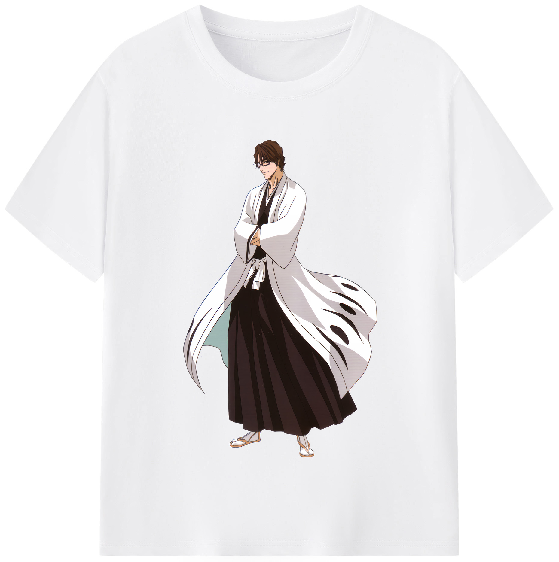 （画像用） ブリーチ 藍染 惣右介（あいぜん そうすけ） BLEACH Aizen Sousuke 綿100％半袖Tシャツ（フロントプリント）