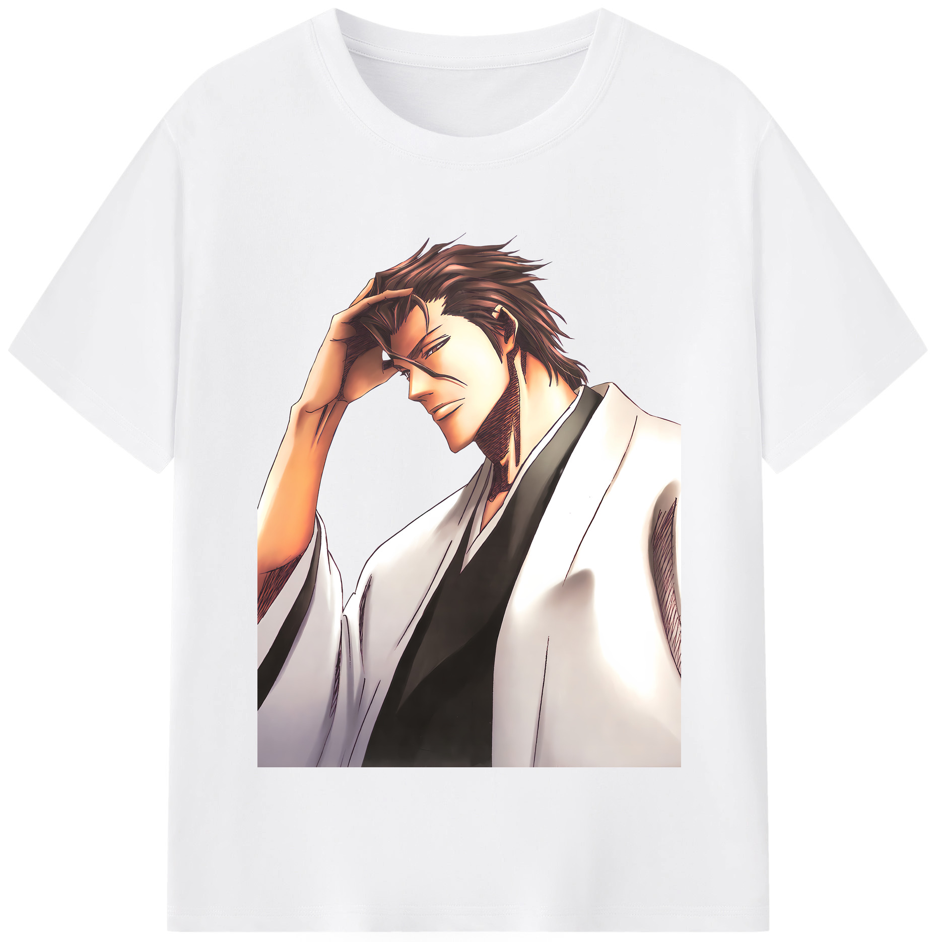 （画像用） ブリーチ 藍染 惣右介（あいぜん そうすけ） BLEACH Aizen Sousuke 綿100％半袖Tシャツ（フロントプリント）