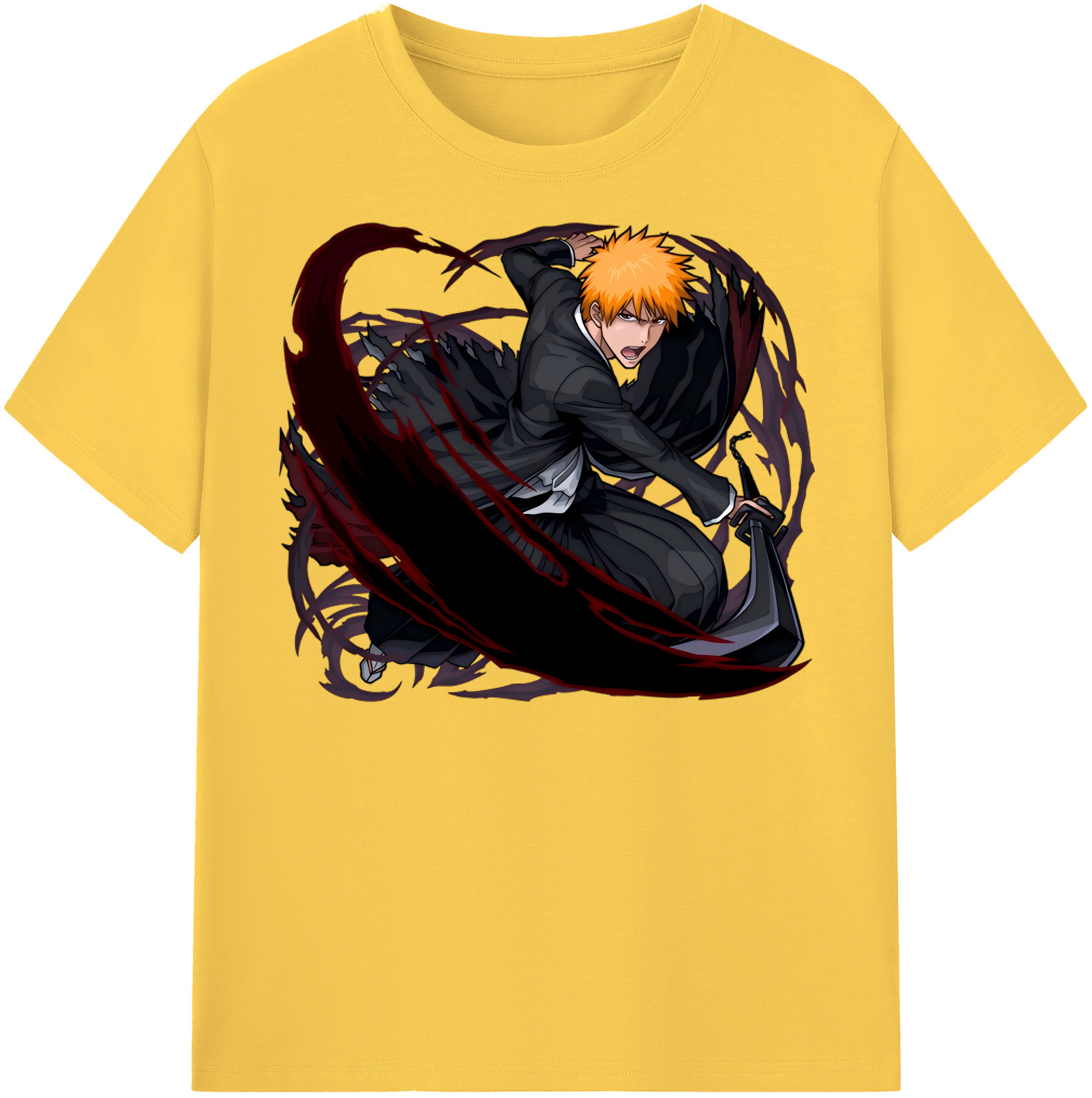（画像用） ブリーチ 黒崎一護（くろさき いちご）BLEACH Kurosaki Ichigo 綿100％半袖Tシャツ（フロントプリント）