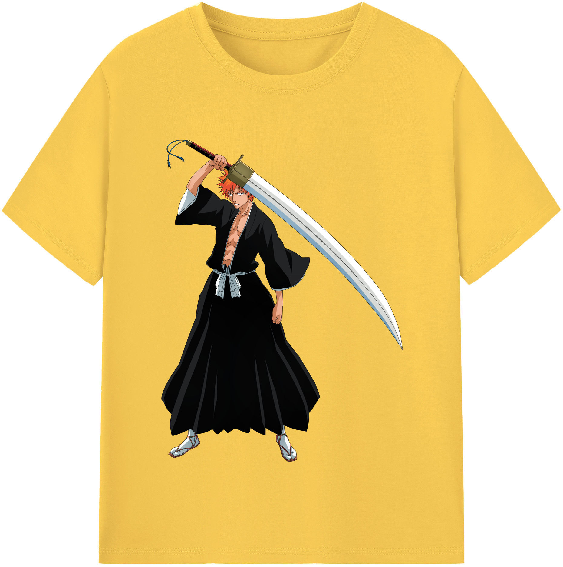 （画像用） ブリーチ 黒崎一護（くろさき いちご）BLEACH Kurosaki Ichigo 綿100％半袖Tシャツ（フロントプリント）