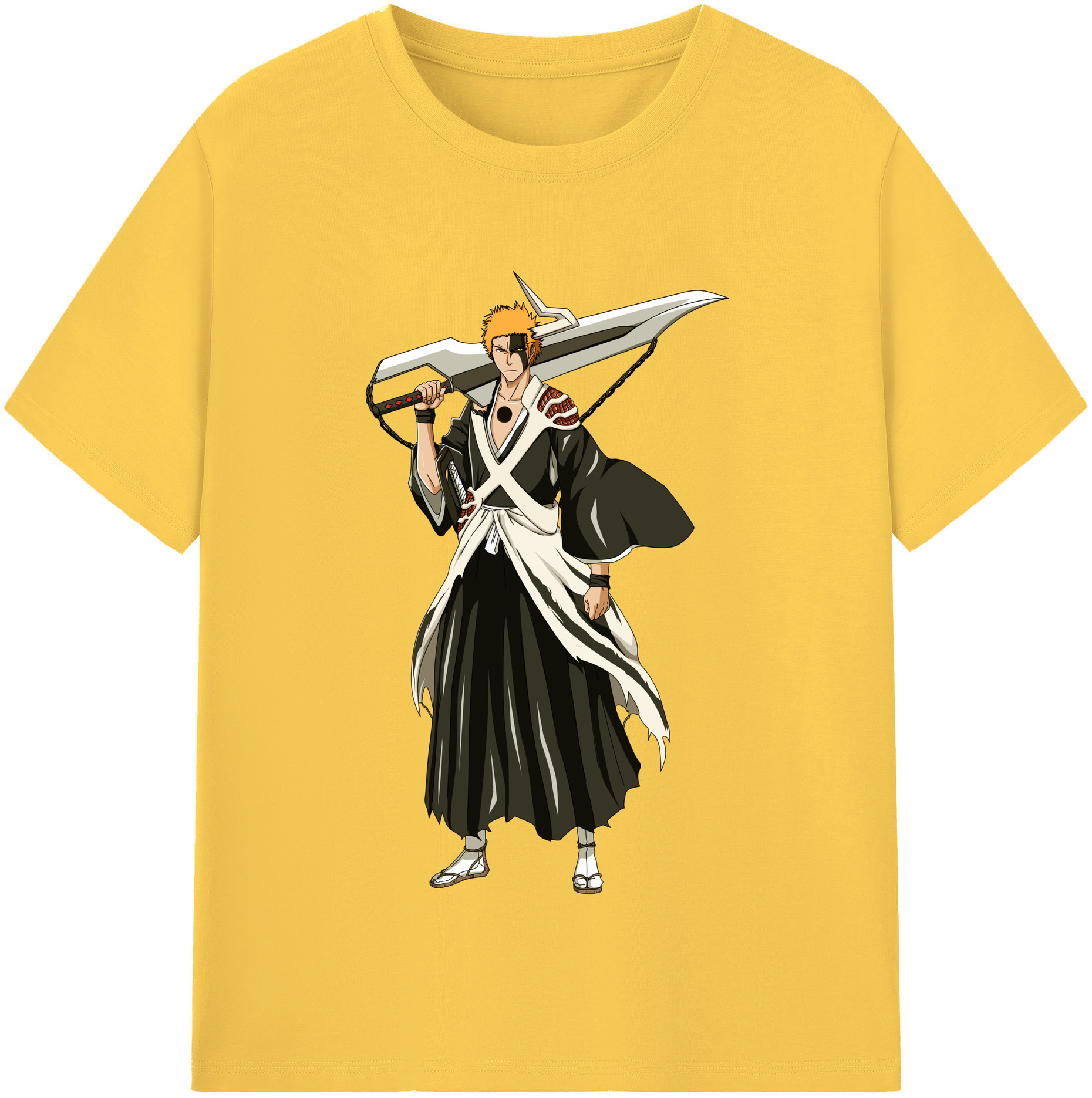 （画像用） ブリーチ 黒崎一護（くろさき いちご）BLEACH Kurosaki Ichigo 綿100％半袖Tシャツ（フロントプリント）