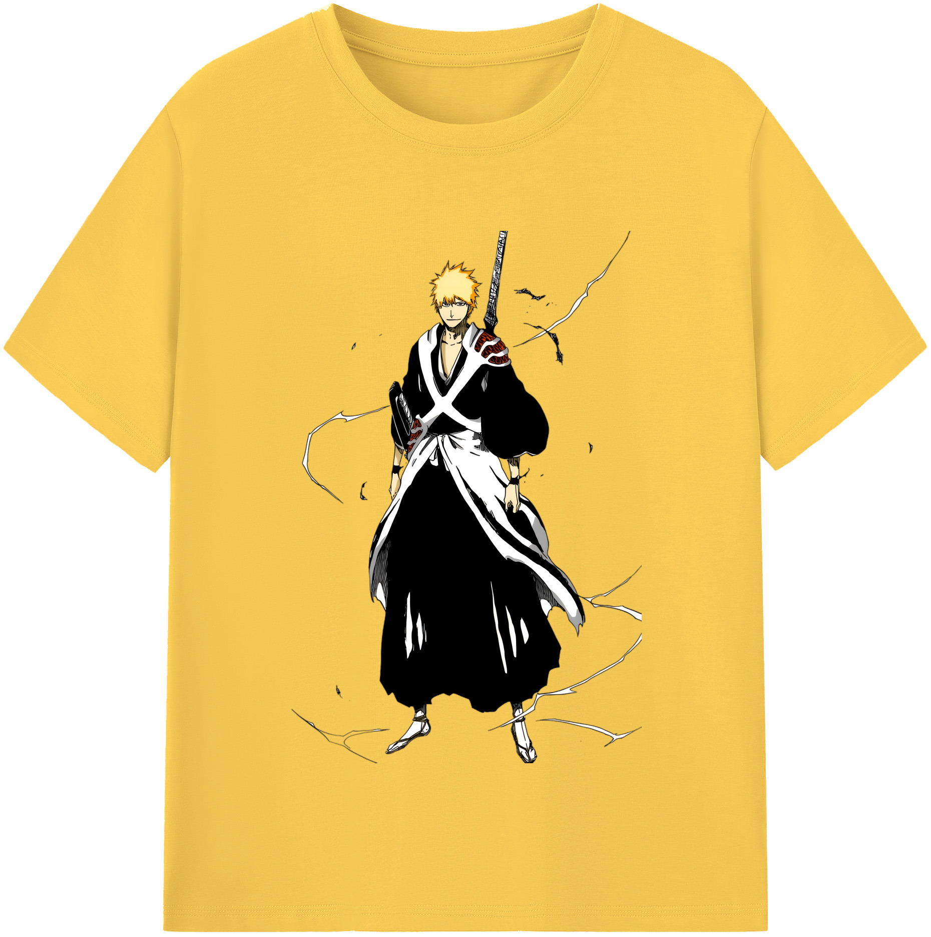 （画像用） ブリーチ 黒崎一護（くろさき いちご）BLEACH Kurosaki Ichigo 綿100％半袖Tシャツ（フロントプリント）