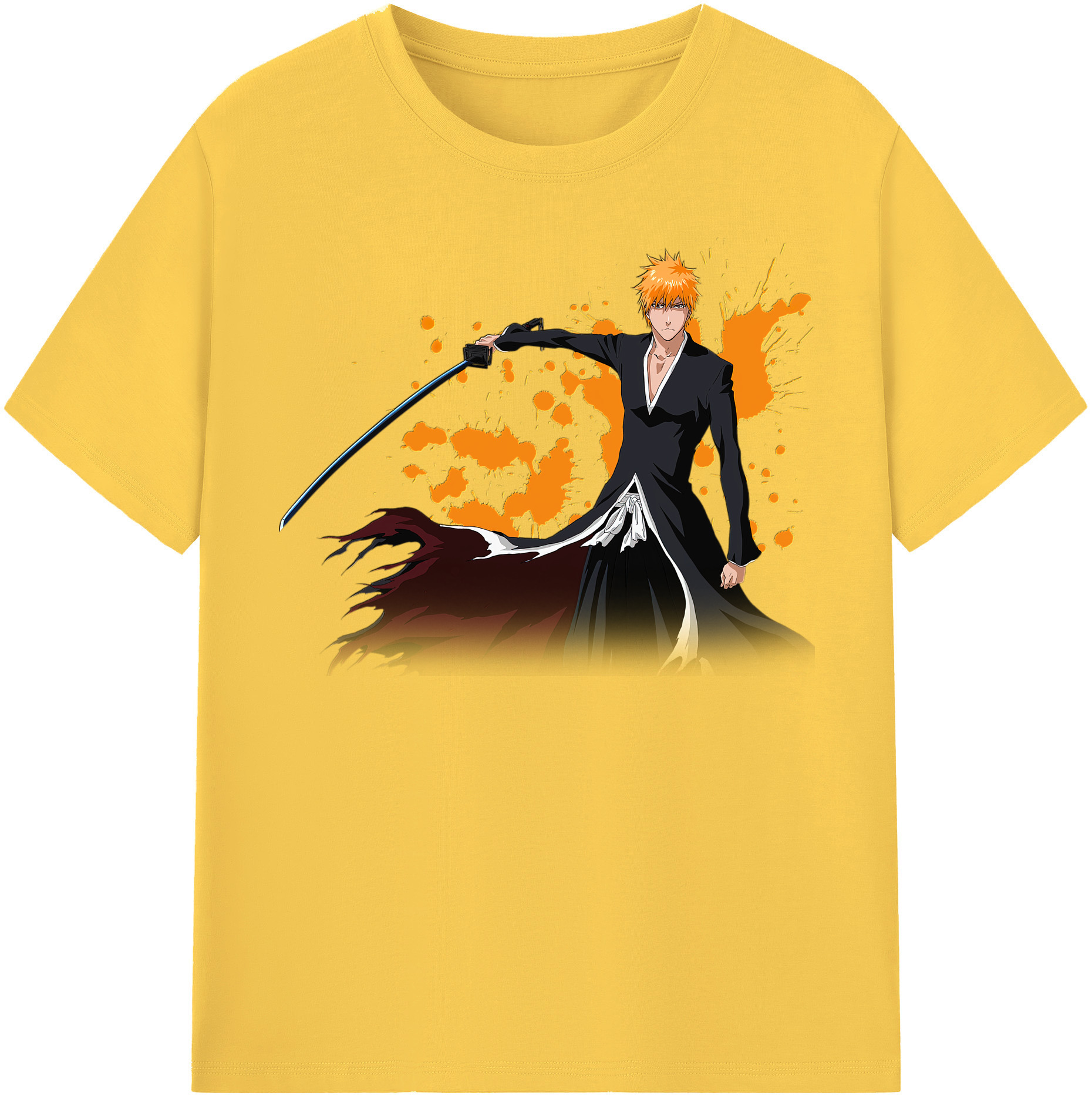 （画像用） ブリーチ 黒崎一護（くろさき いちご）BLEACH Kurosaki Ichigo 綿100％半袖Tシャツ（フロントプリント）