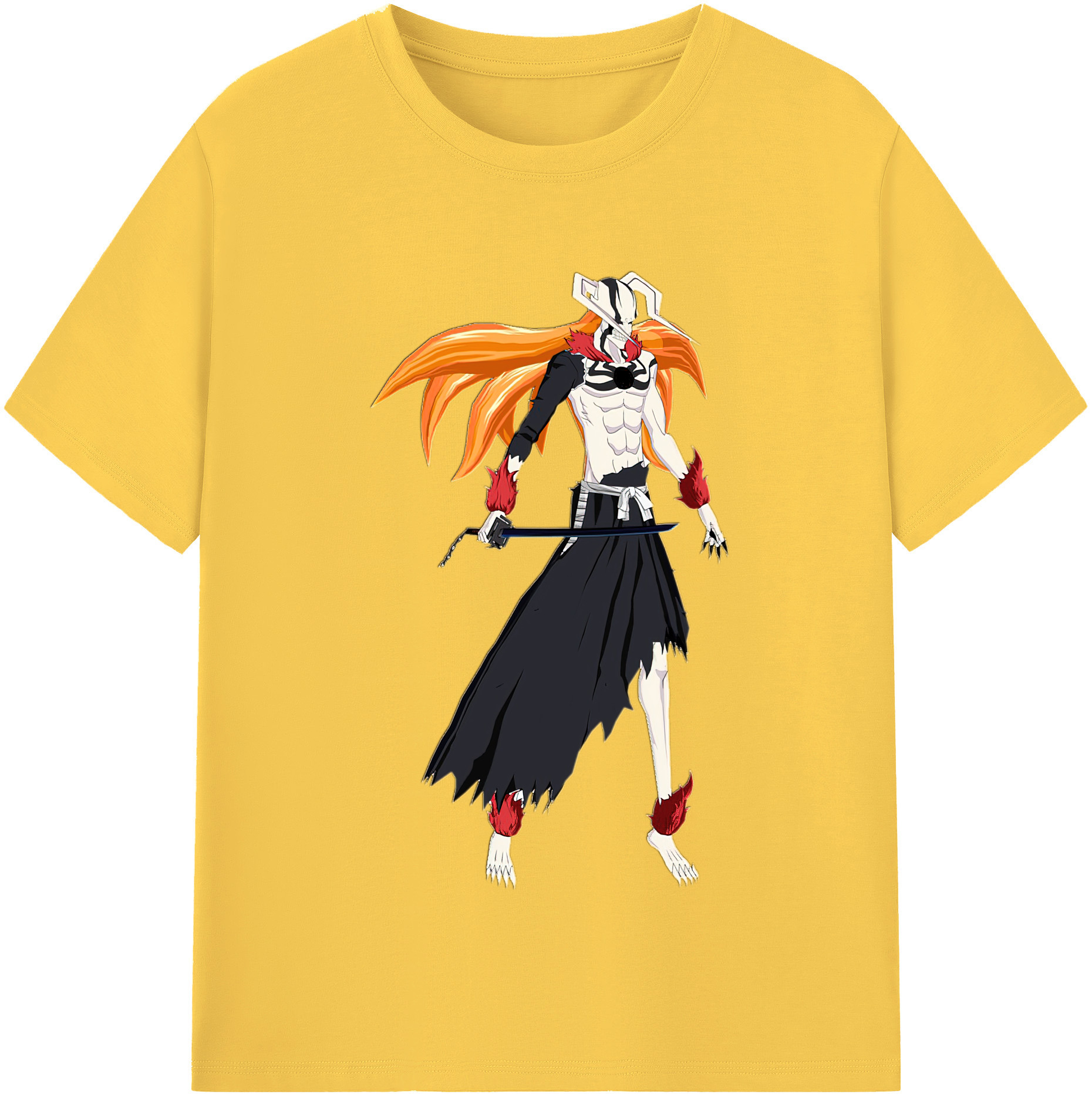 （画像用） ブリーチ 黒崎一護（くろさき いちご）BLEACH Kurosaki Ichigo 綿100％半袖Tシャツ（フロントプリント）