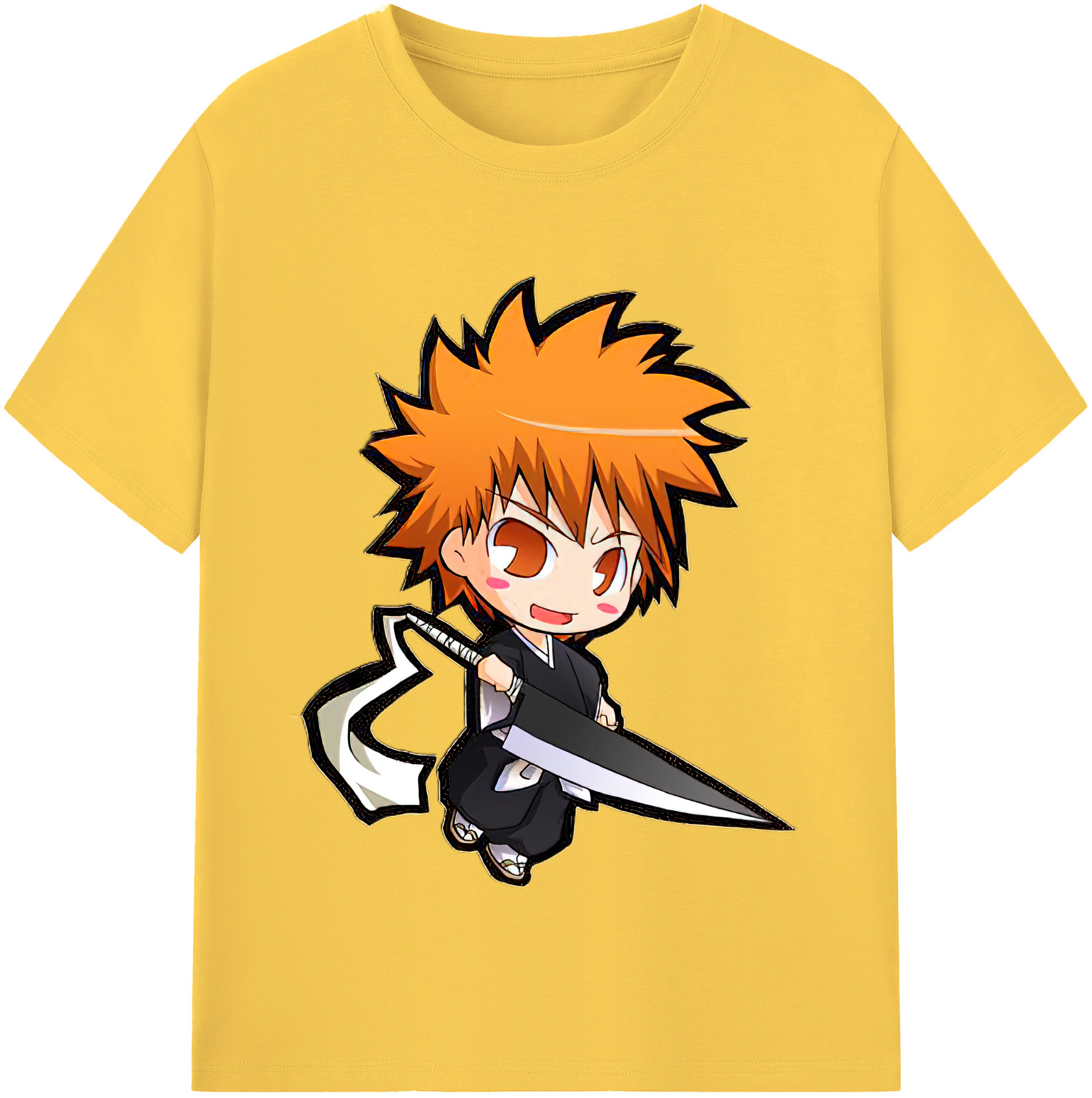 （画像用） ブリーチ 黒崎一護（くろさき いちご）BLEACH Kurosaki Ichigo 綿100％半袖Tシャツ（フロントプリント）