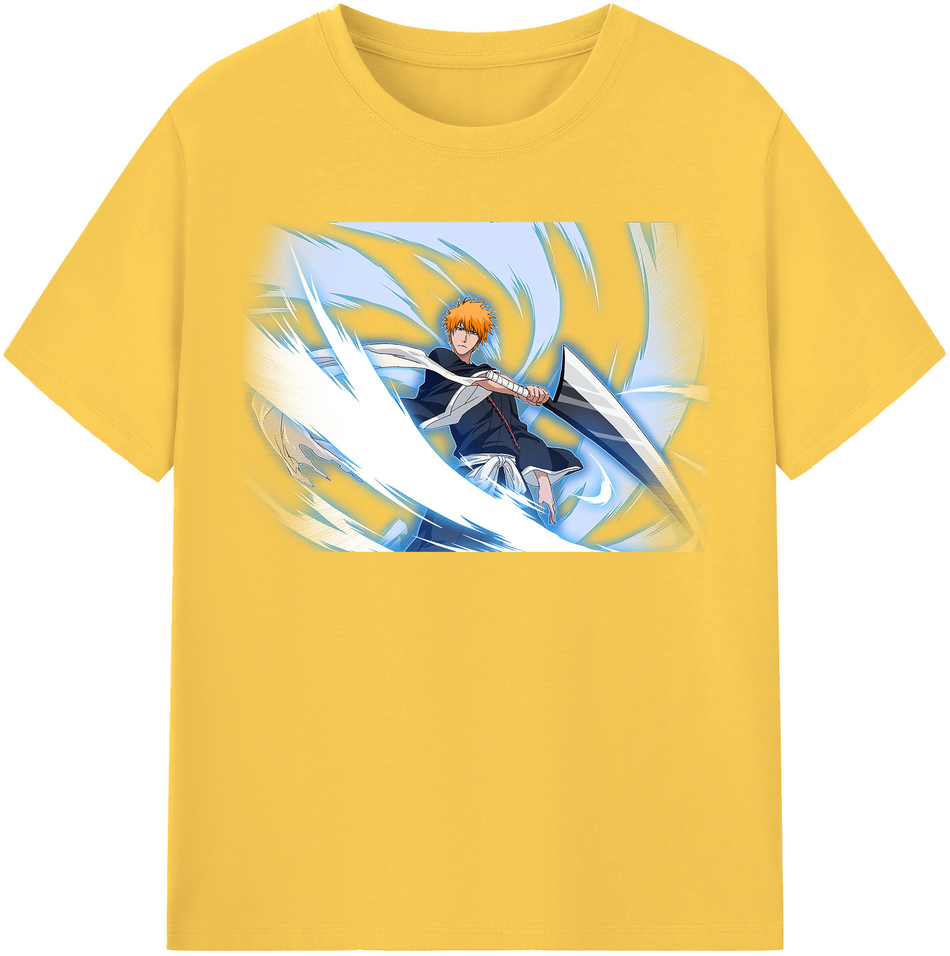 （画像用） ブリーチ 黒崎一護（くろさき いちご）BLEACH Kurosaki Ichigo 綿100％半袖Tシャツ（フロントプリント）