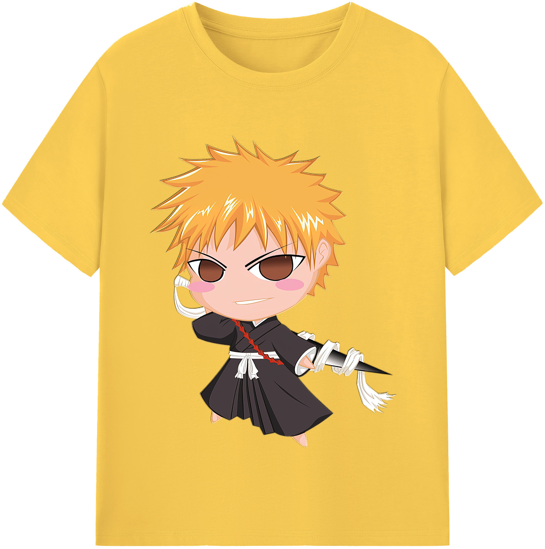 （画像用） ブリーチ 黒崎一護（くろさき いちご）BLEACH Kurosaki Ichigo 綿100％半袖Tシャツ（フロントプリント）