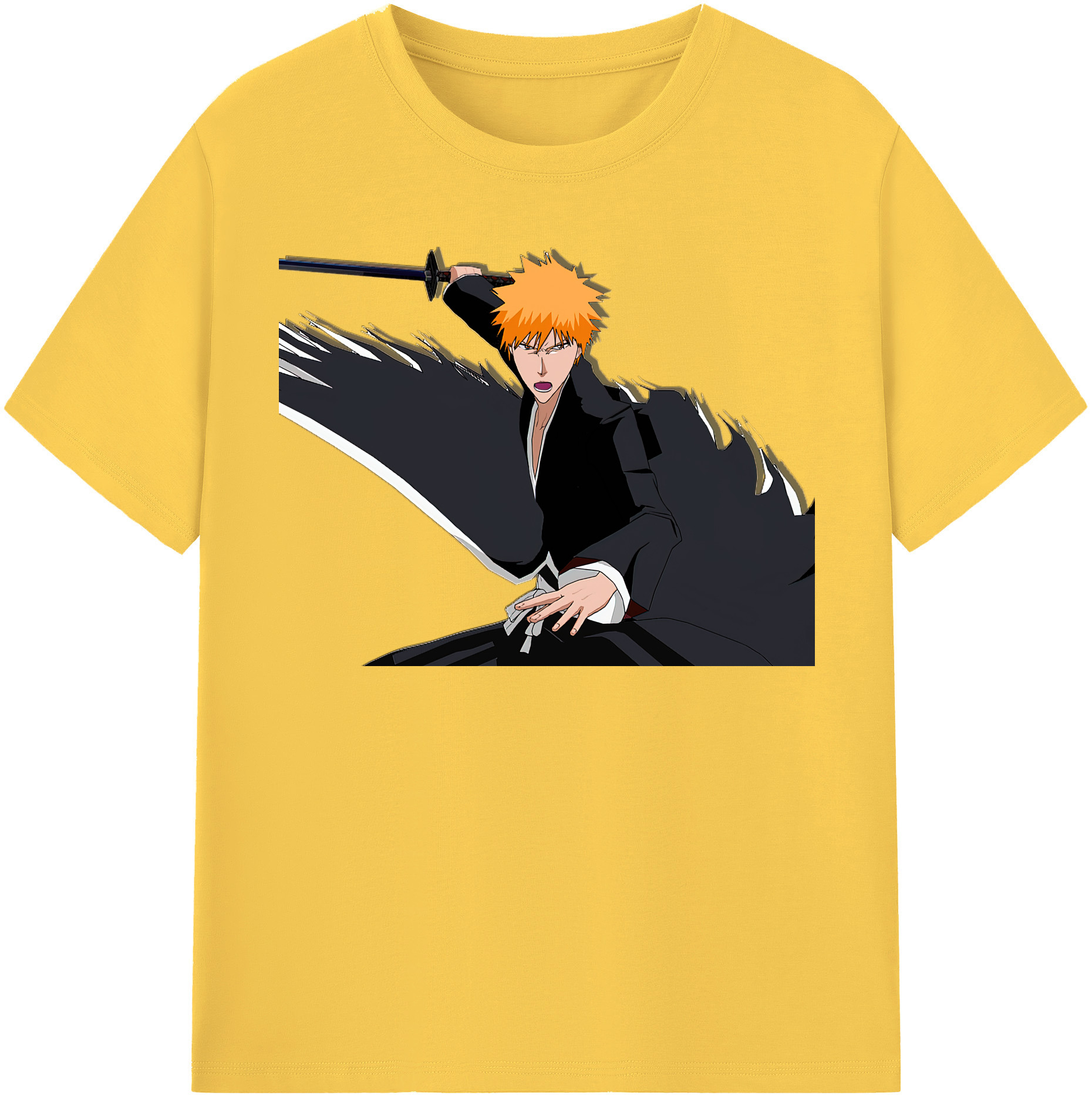 （画像用） ブリーチ 黒崎一護（くろさき いちご）BLEACH Kurosaki Ichigo 綿100％半袖Tシャツ（フロントプリント）