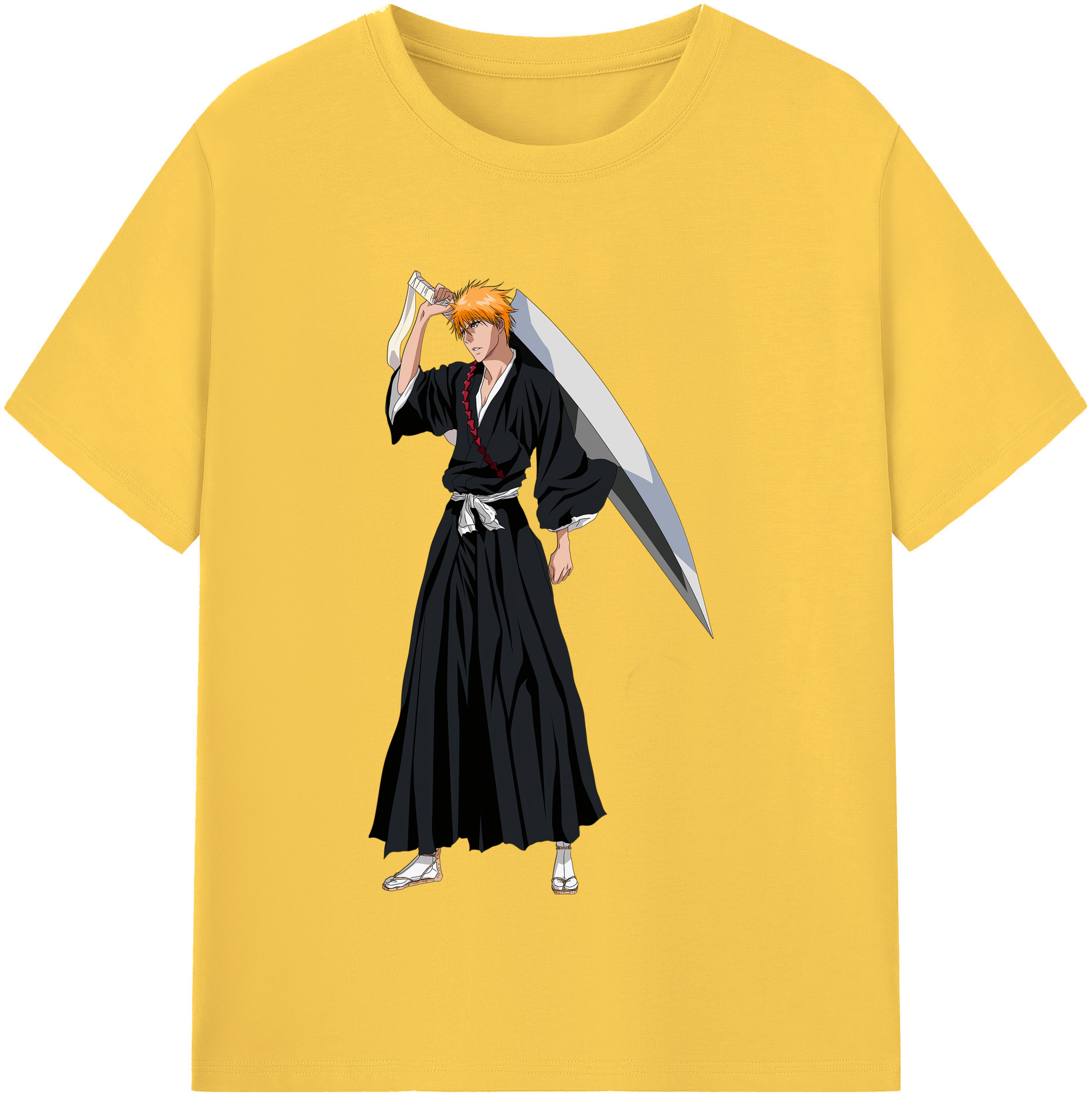 （画像用） ブリーチ 黒崎一護（くろさき いちご）BLEACH Kurosaki Ichigo 綿100％半袖Tシャツ（フロントプリント）