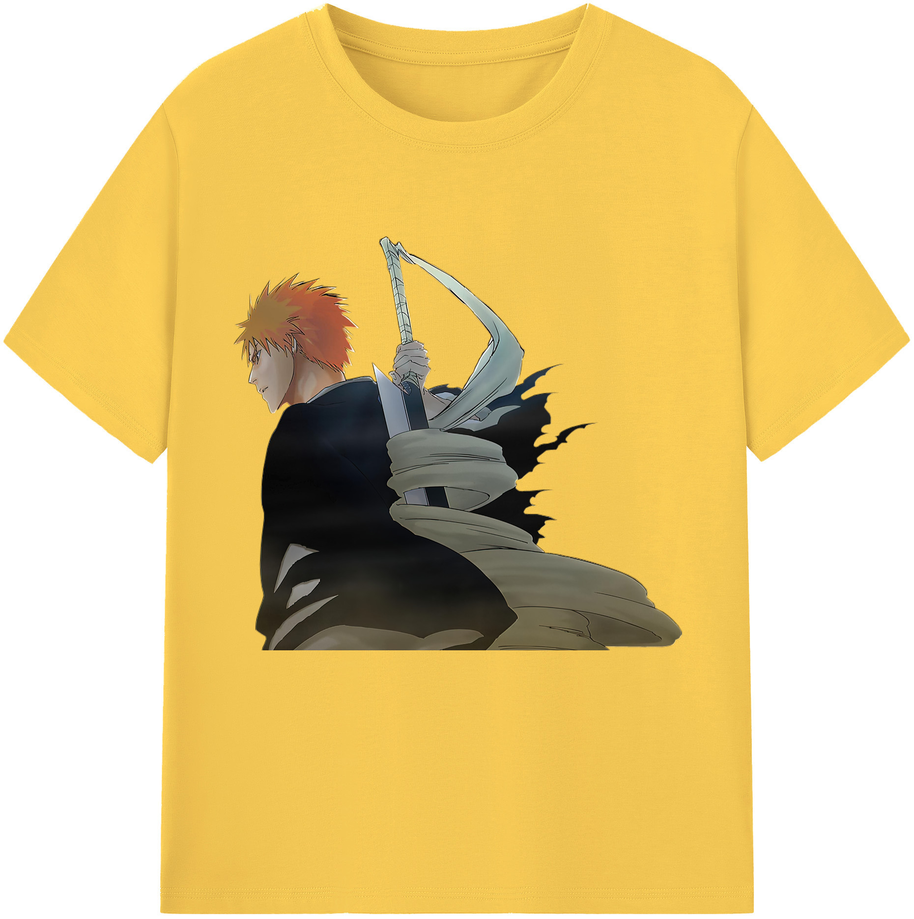 （画像用） ブリーチ 黒崎一護（くろさき いちご）BLEACH Kurosaki Ichigo 綿100％半袖Tシャツ（フロントプリント）