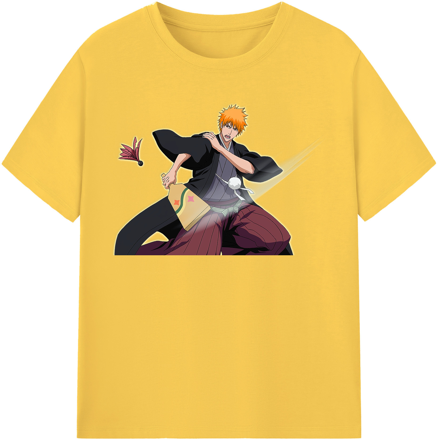 （画像用） ブリーチ 黒崎一護（くろさき いちご）BLEACH Kurosaki Ichigo 綿100％半袖Tシャツ（フロントプリント）