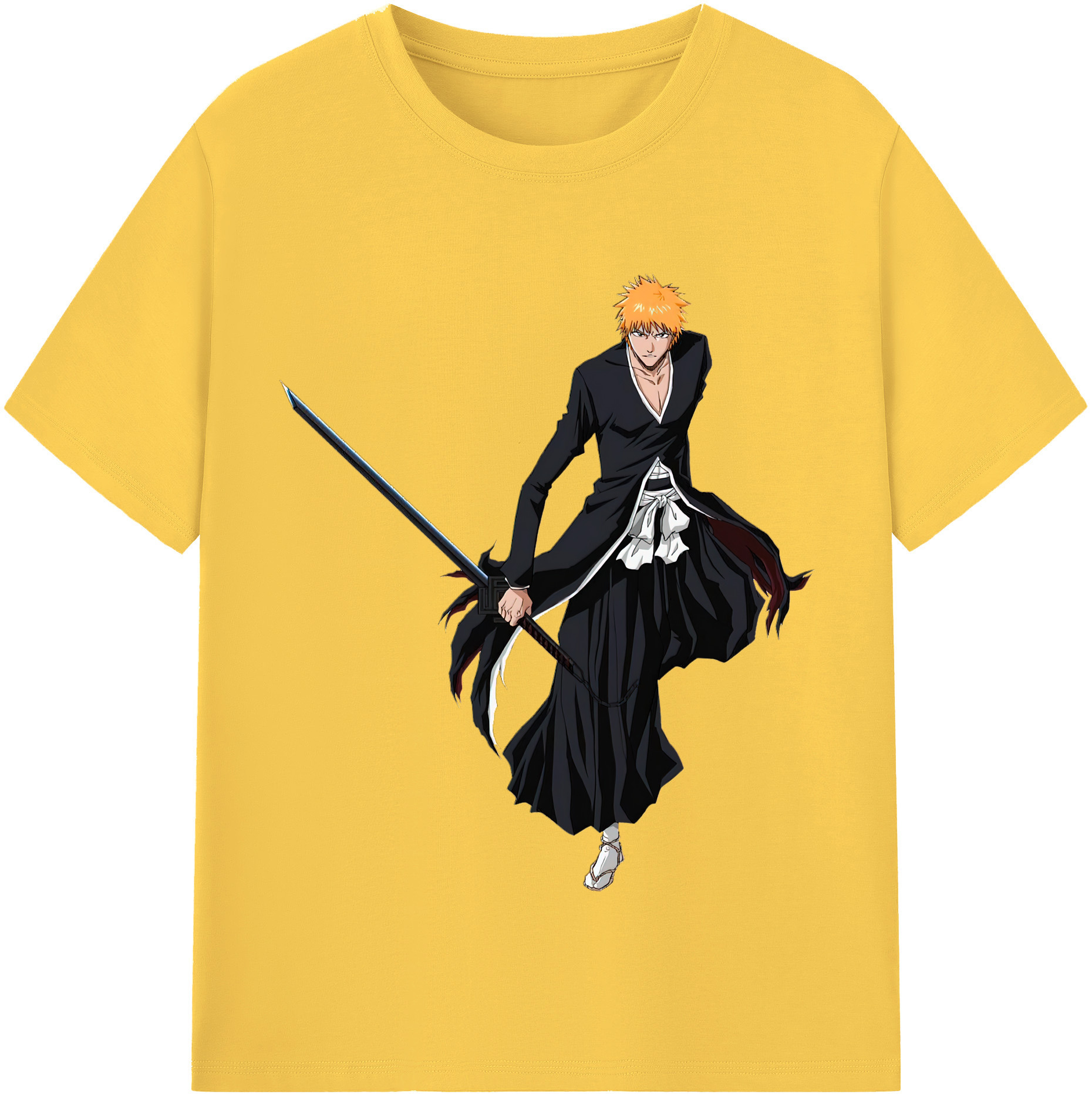 （画像用） ブリーチ 黒崎一護（くろさき いちご）BLEACH Kurosaki Ichigo 綿100％半袖Tシャツ（フロントプリント）