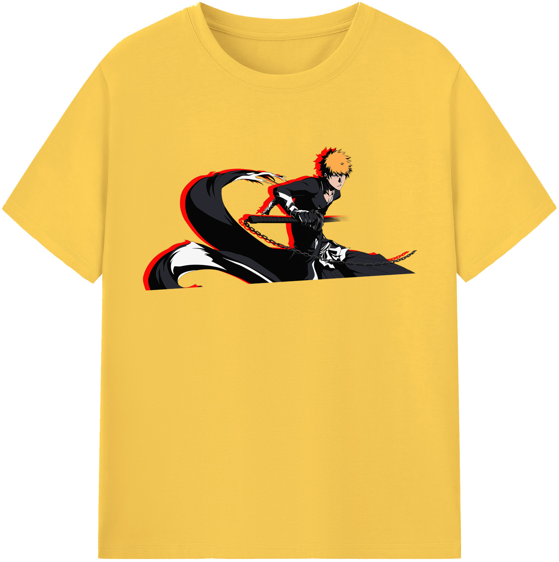 （画像用） ブリーチ 黒崎一護（くろさき いちご）BLEACH Kurosaki Ichigo 綿100％半袖Tシャツ（フロントプリント）