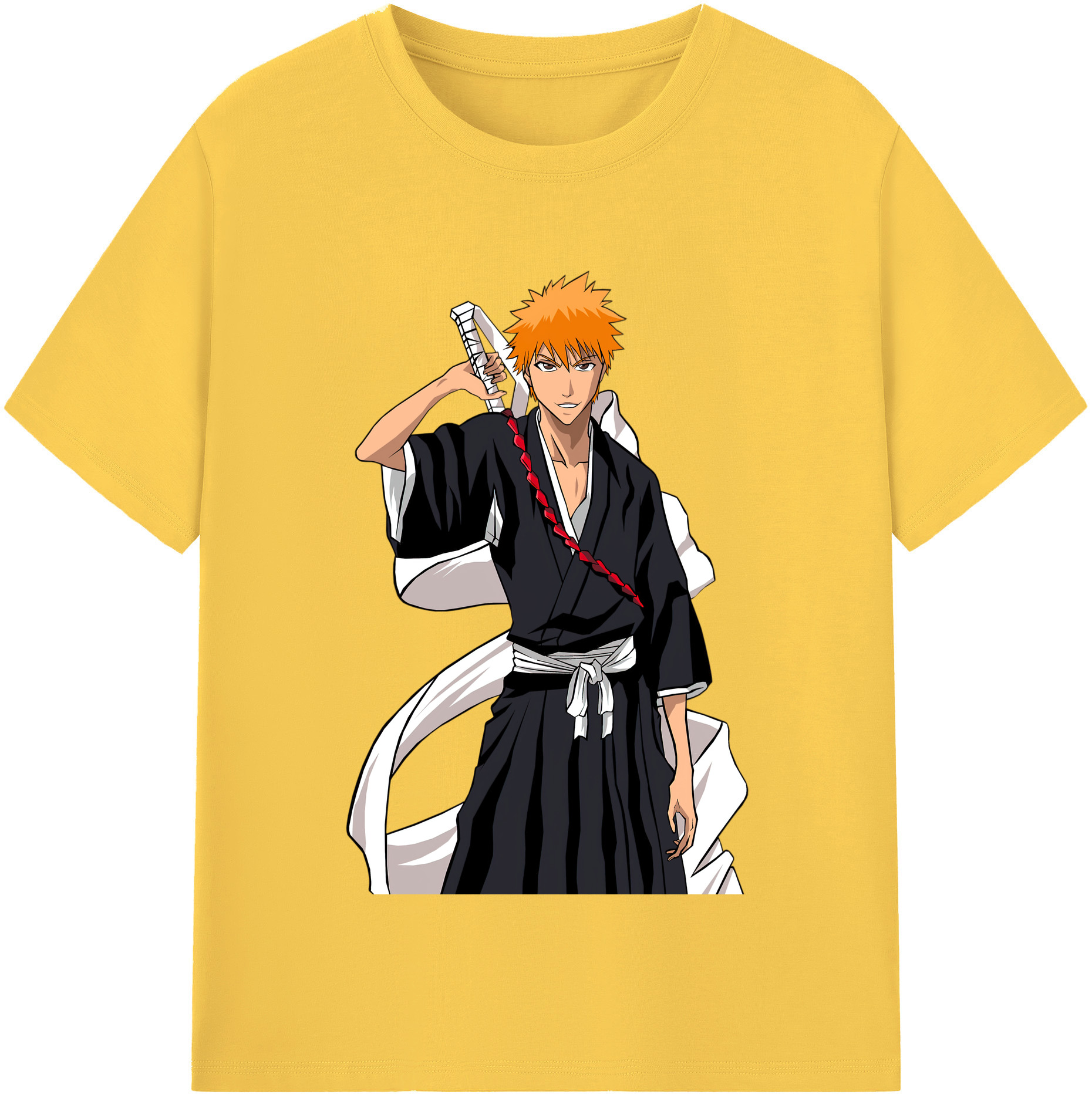 （画像用） ブリーチ 黒崎一護（くろさき いちご）BLEACH Kurosaki Ichigo 綿100％半袖Tシャツ（フロントプリント）
