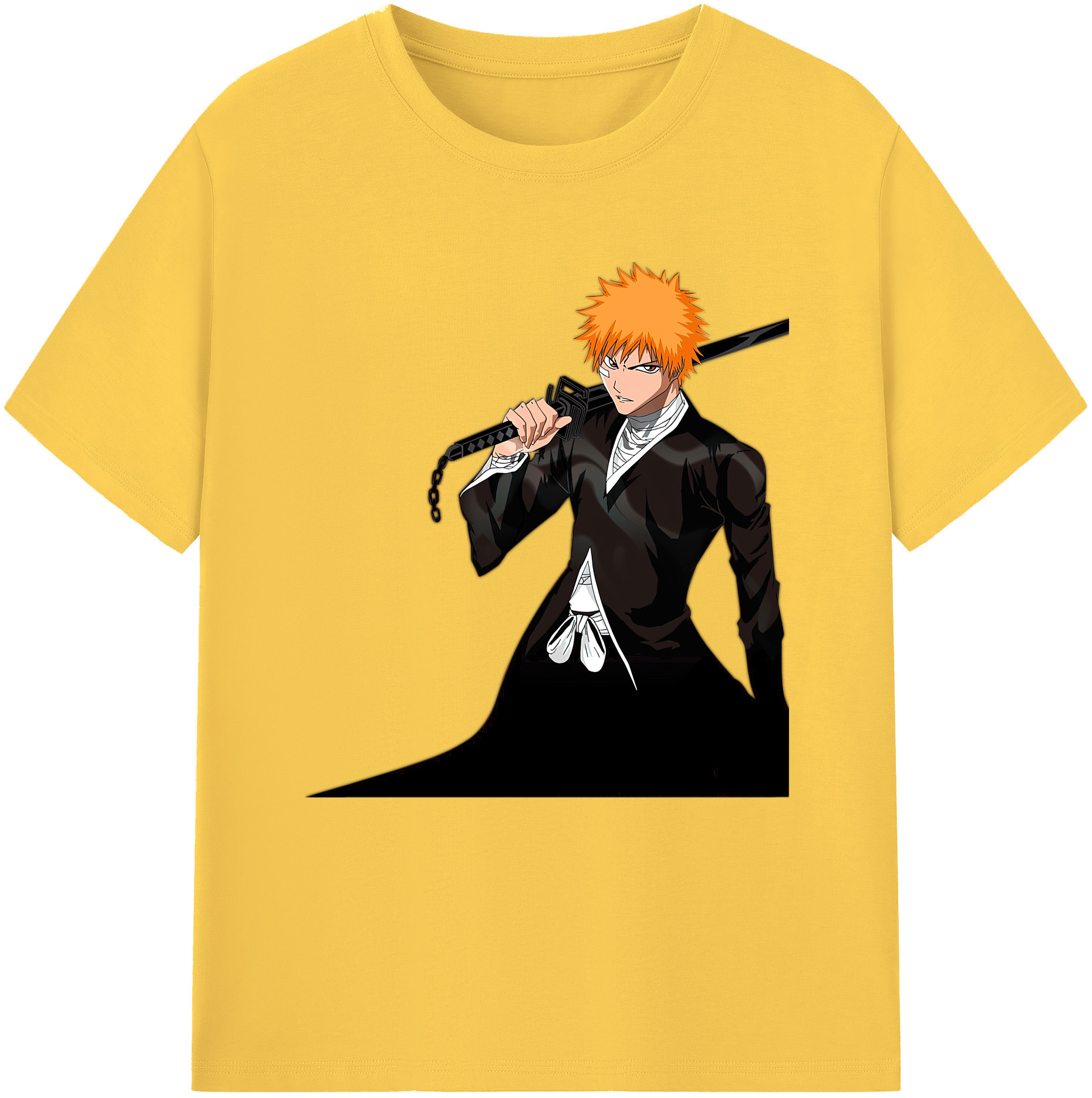 （画像用） ブリーチ 黒崎一護（くろさき いちご）BLEACH Kurosaki Ichigo 綿100％半袖Tシャツ（フロントプリント）
