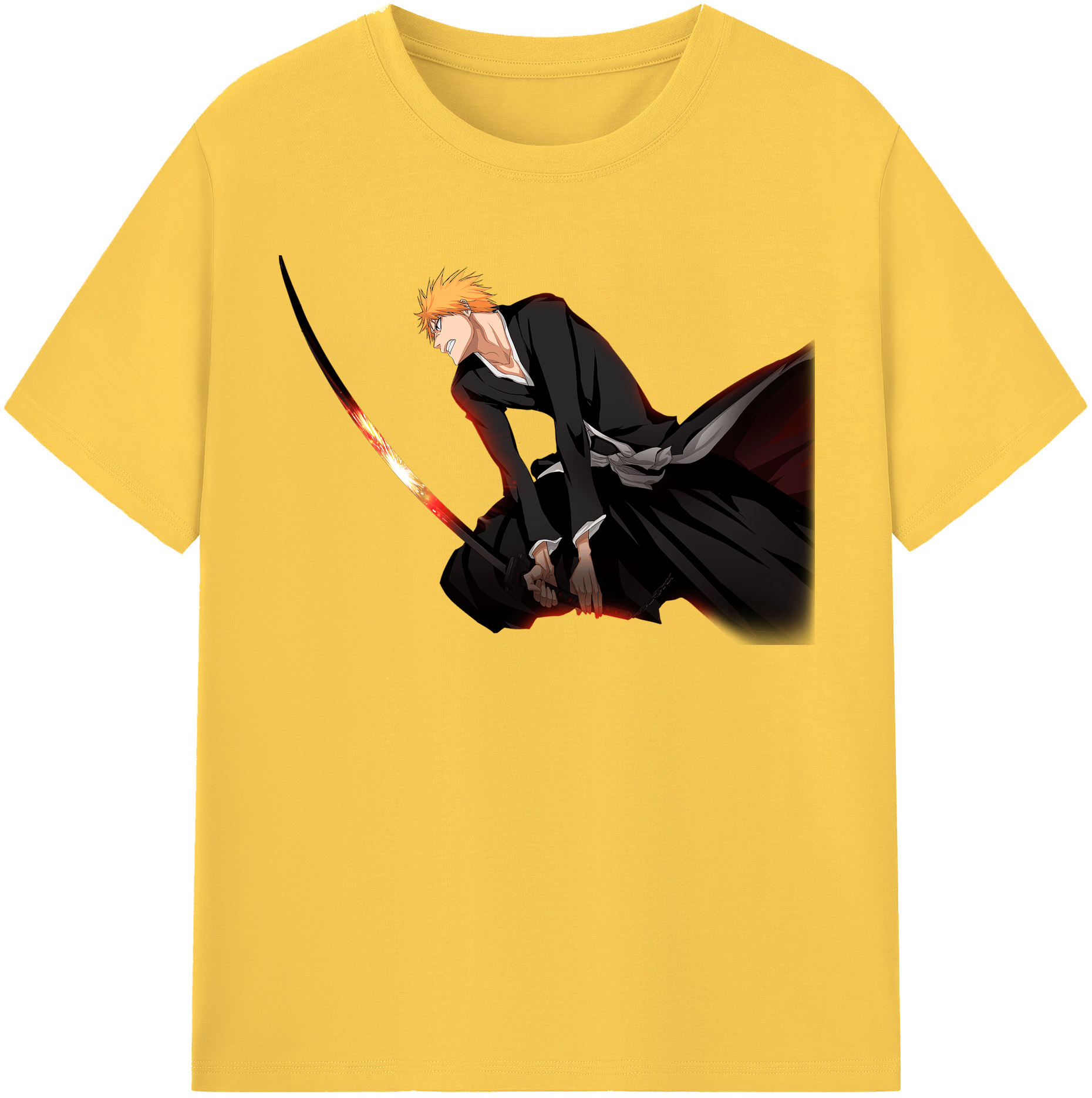 （画像用） ブリーチ 黒崎一護（くろさき いちご）BLEACH Kurosaki Ichigo 綿100％半袖Tシャツ（フロントプリント）