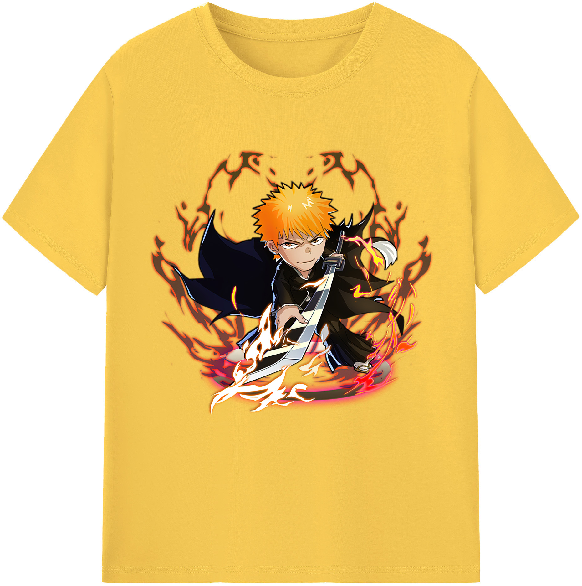 （画像用） ブリーチ 黒崎一護（くろさき いちご）BLEACH Kurosaki Ichigo 綿100％半袖Tシャツ（フロントプリント）
