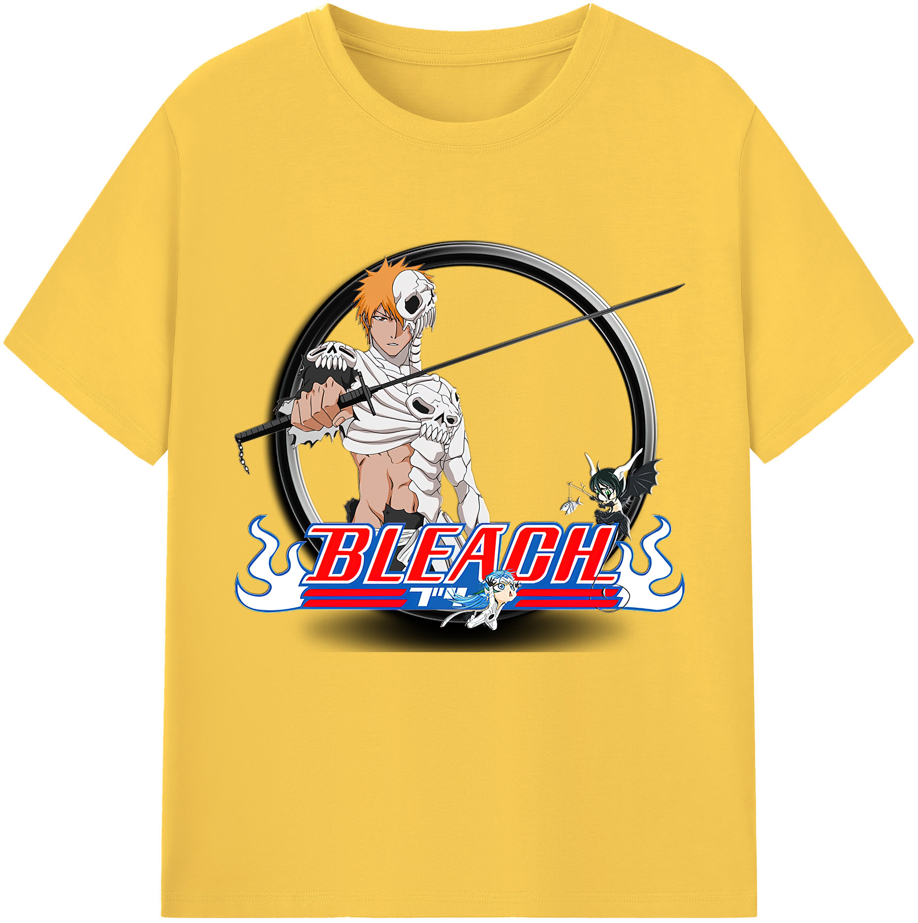 （画像用） ブリーチ 黒崎一護（くろさき いちご）BLEACH Kurosaki Ichigo 綿100％半袖Tシャツ（フロントプリント）