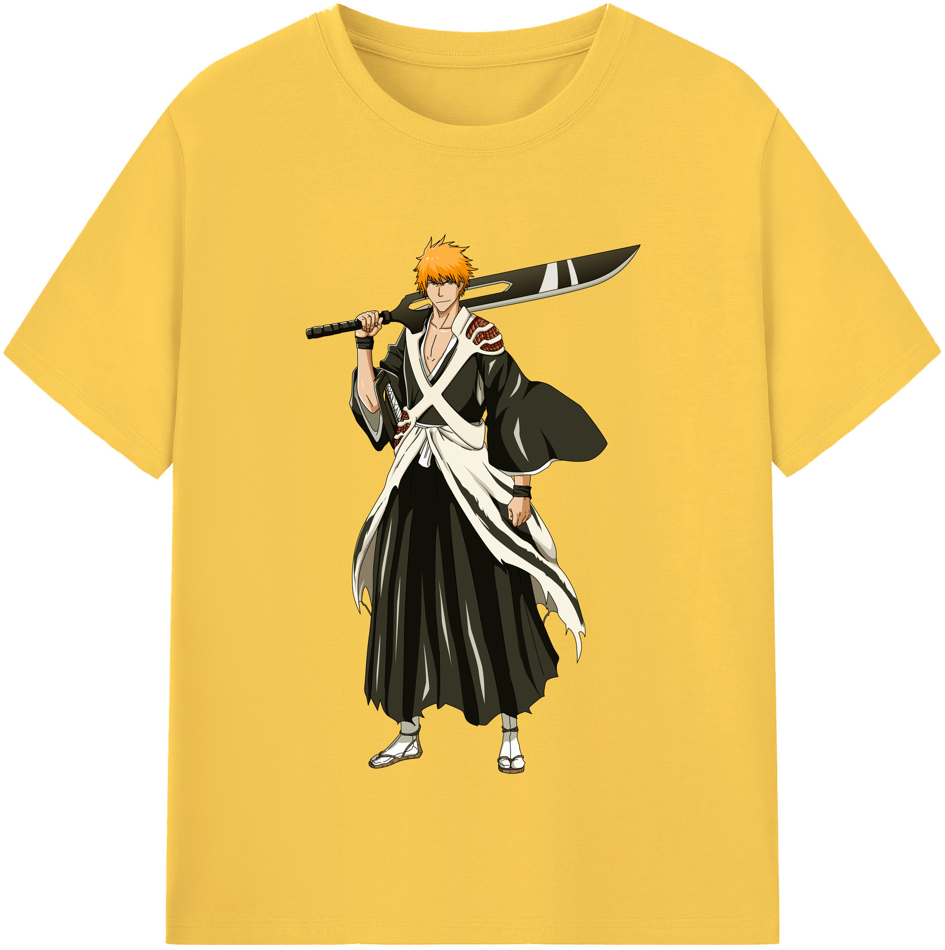 （画像用） ブリーチ 黒崎一護（くろさき いちご）BLEACH Kurosaki Ichigo 綿100％半袖Tシャツ（フロントプリント）
