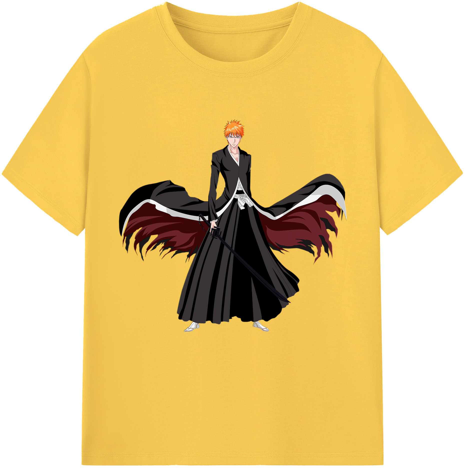 （画像用） ブリーチ 黒崎一護（くろさき いちご）BLEACH Kurosaki Ichigo 綿100％半袖Tシャツ（フロントプリント）