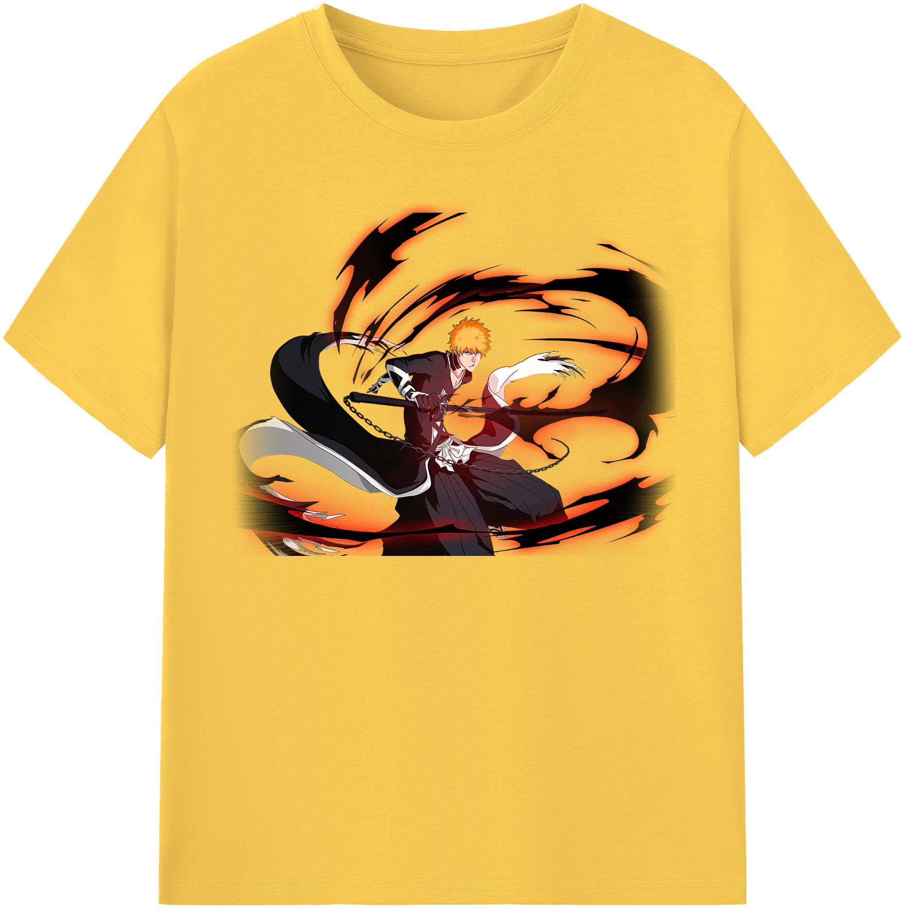 （画像用） ブリーチ 黒崎一護（くろさき いちご）BLEACH Kurosaki Ichigo 綿100％半袖Tシャツ（フロントプリント）