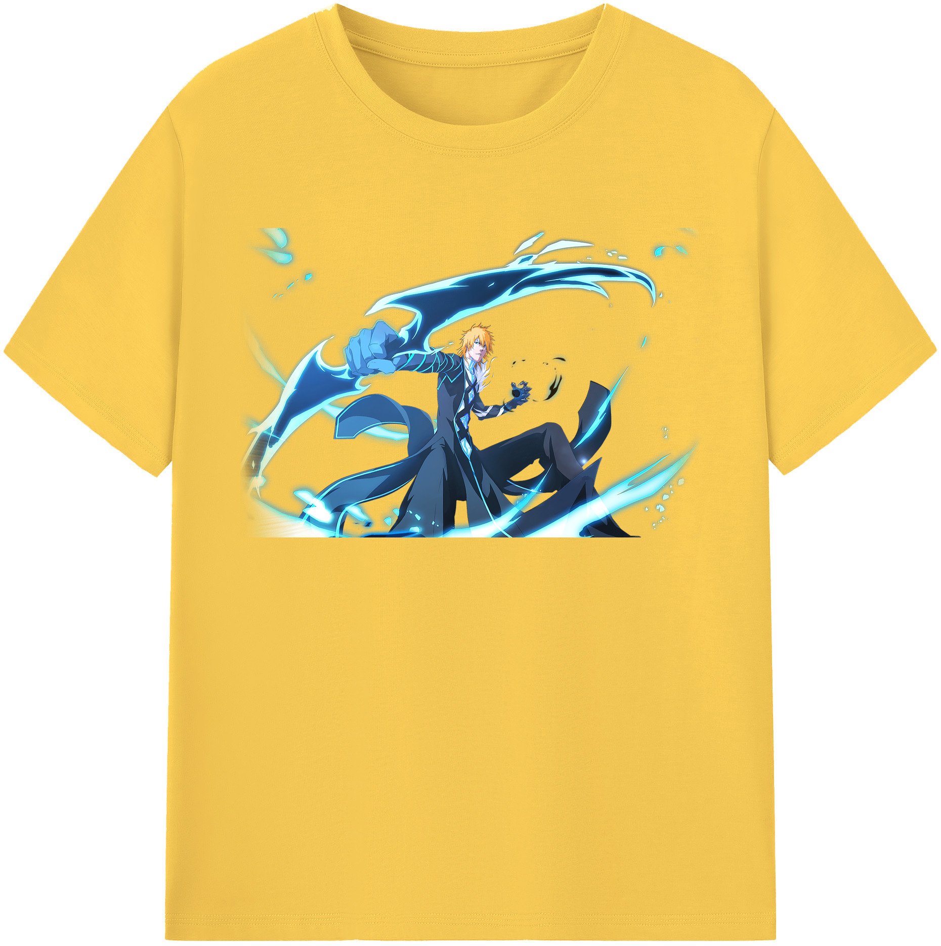 （画像用） ブリーチ 黒崎一護（くろさき いちご）BLEACH Kurosaki Ichigo 綿100％半袖Tシャツ（フロントプリント）