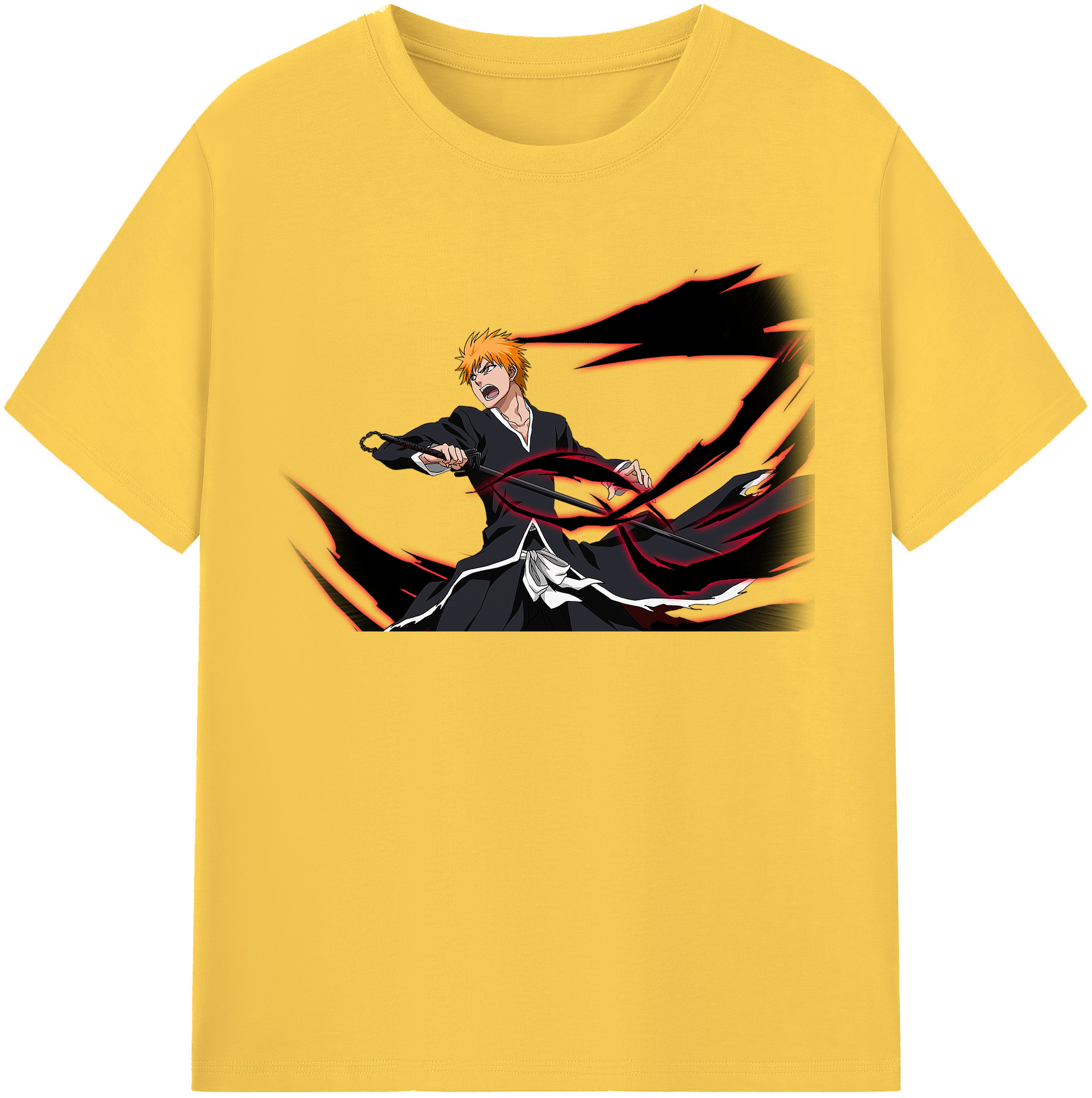 （画像用） ブリーチ 黒崎一護（くろさき いちご）BLEACH Kurosaki Ichigo 綿100％半袖Tシャツ（フロントプリント）