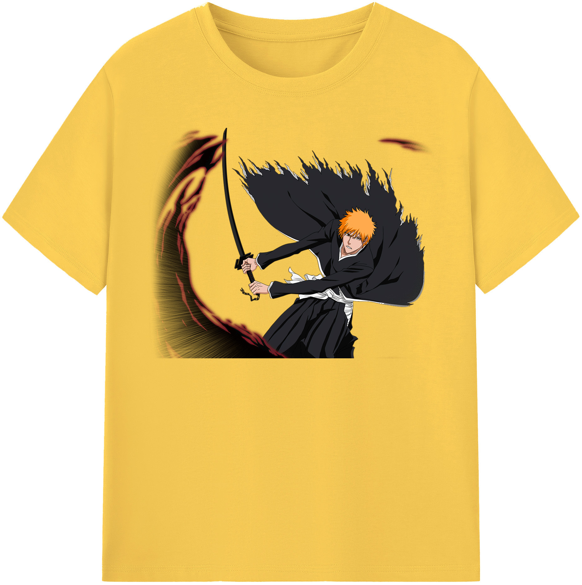 （画像用） ブリーチ 黒崎一護（くろさき いちご）BLEACH Kurosaki Ichigo 綿100％半袖Tシャツ（フロントプリント）
