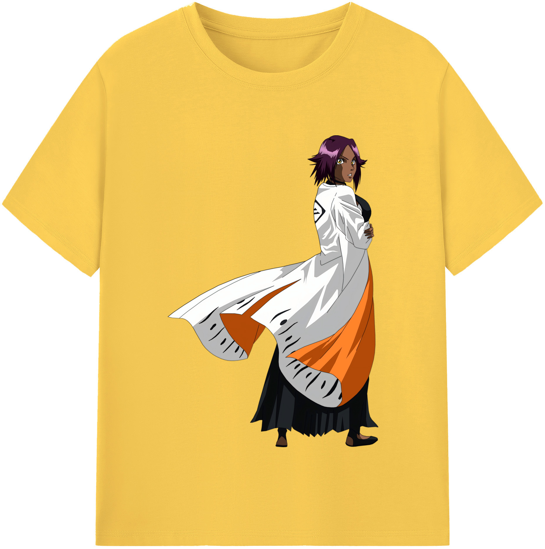 （画像用） ブリーチ 四楓院 夜一（しほういん よるいち） BLEACH Shihouin Yoruichi 綿100％半袖Tシャツ（フロントプリント）