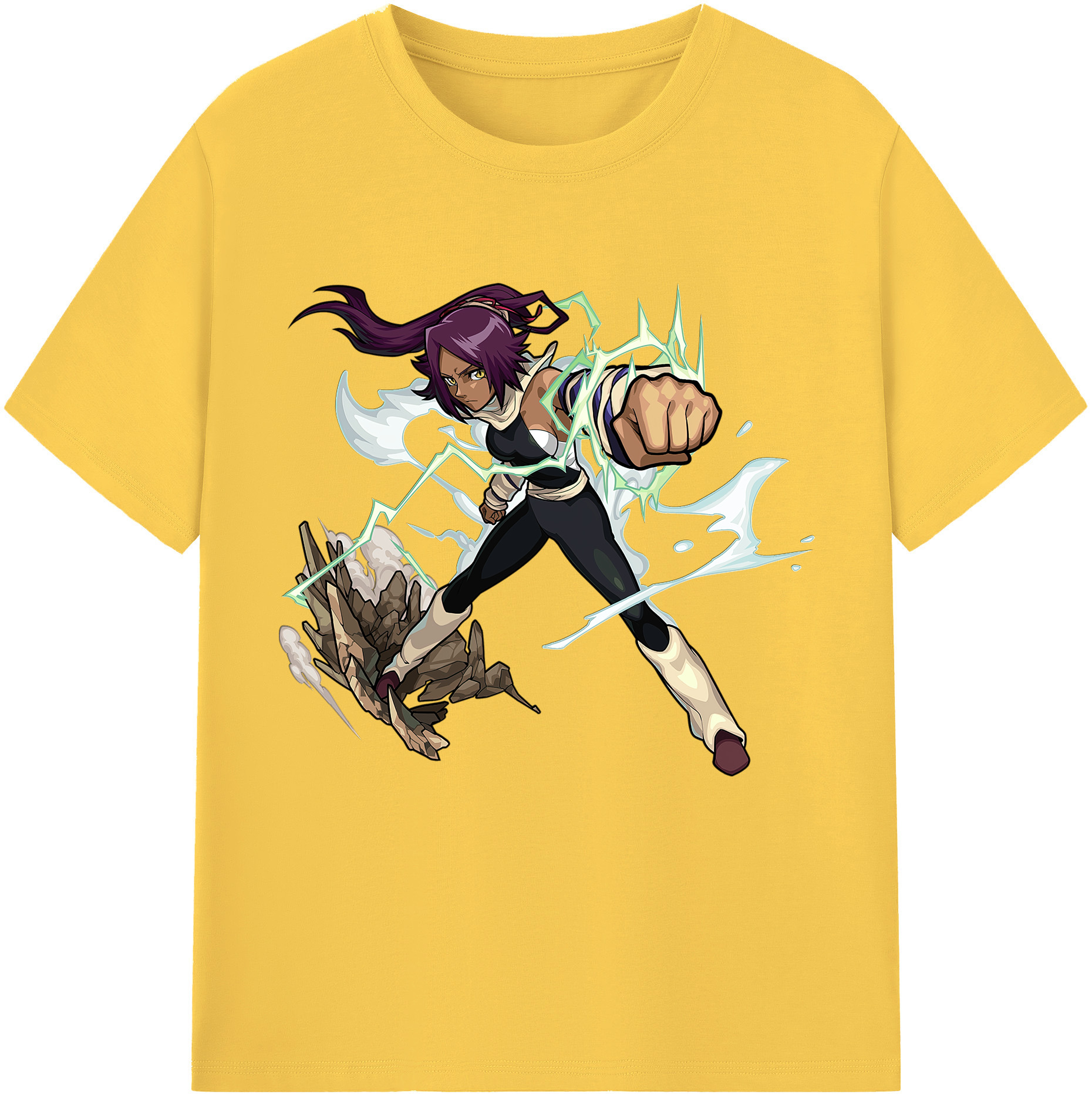 （画像用） ブリーチ 四楓院 夜一（しほういん よるいち） BLEACH Shihouin Yoruichi 綿100％半袖Tシャツ（フロントプリント）