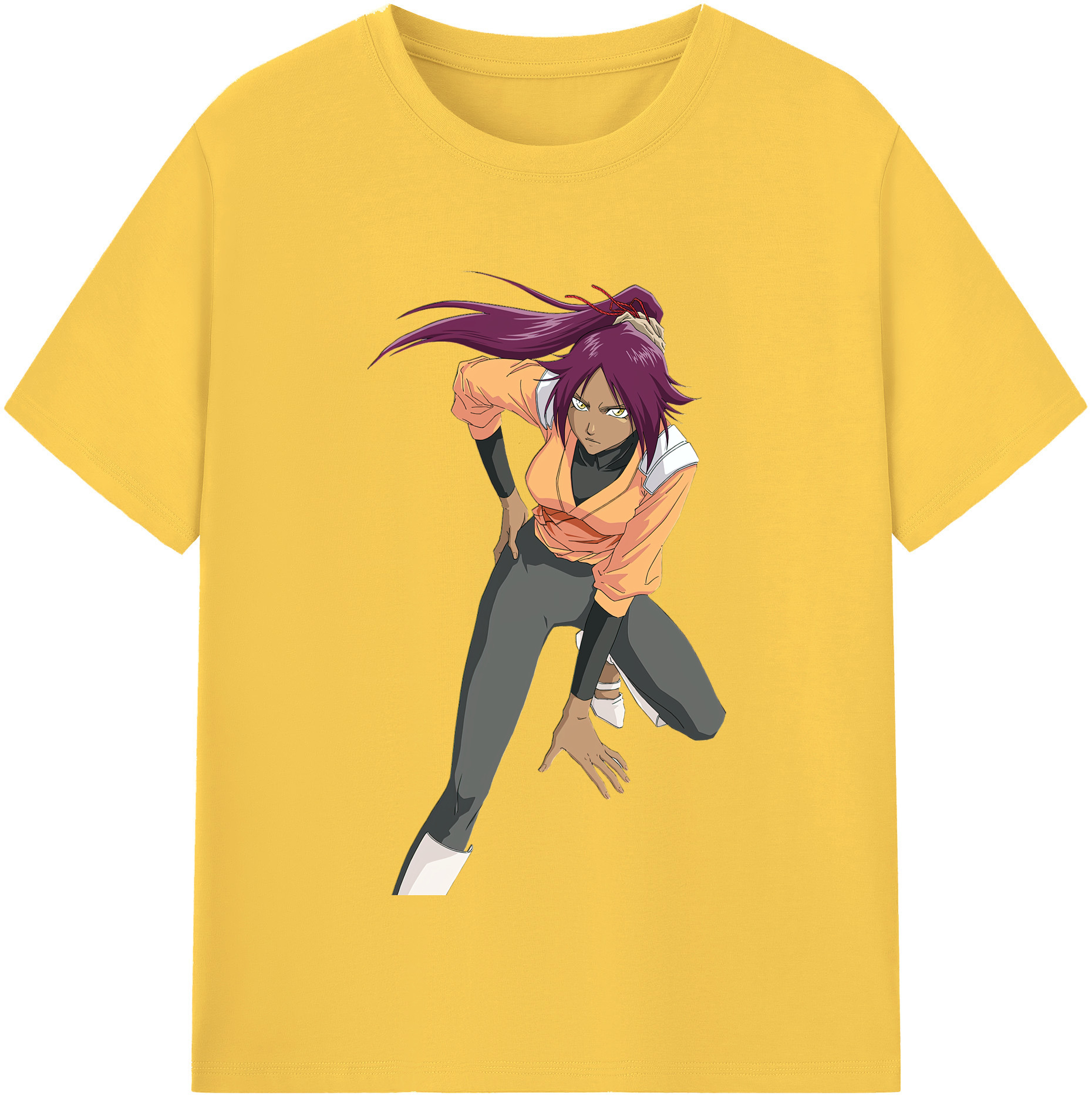 （画像用） ブリーチ 四楓院 夜一（しほういん よるいち） BLEACH Shihouin Yoruichi 綿100％半袖Tシャツ（フロントプリント）
