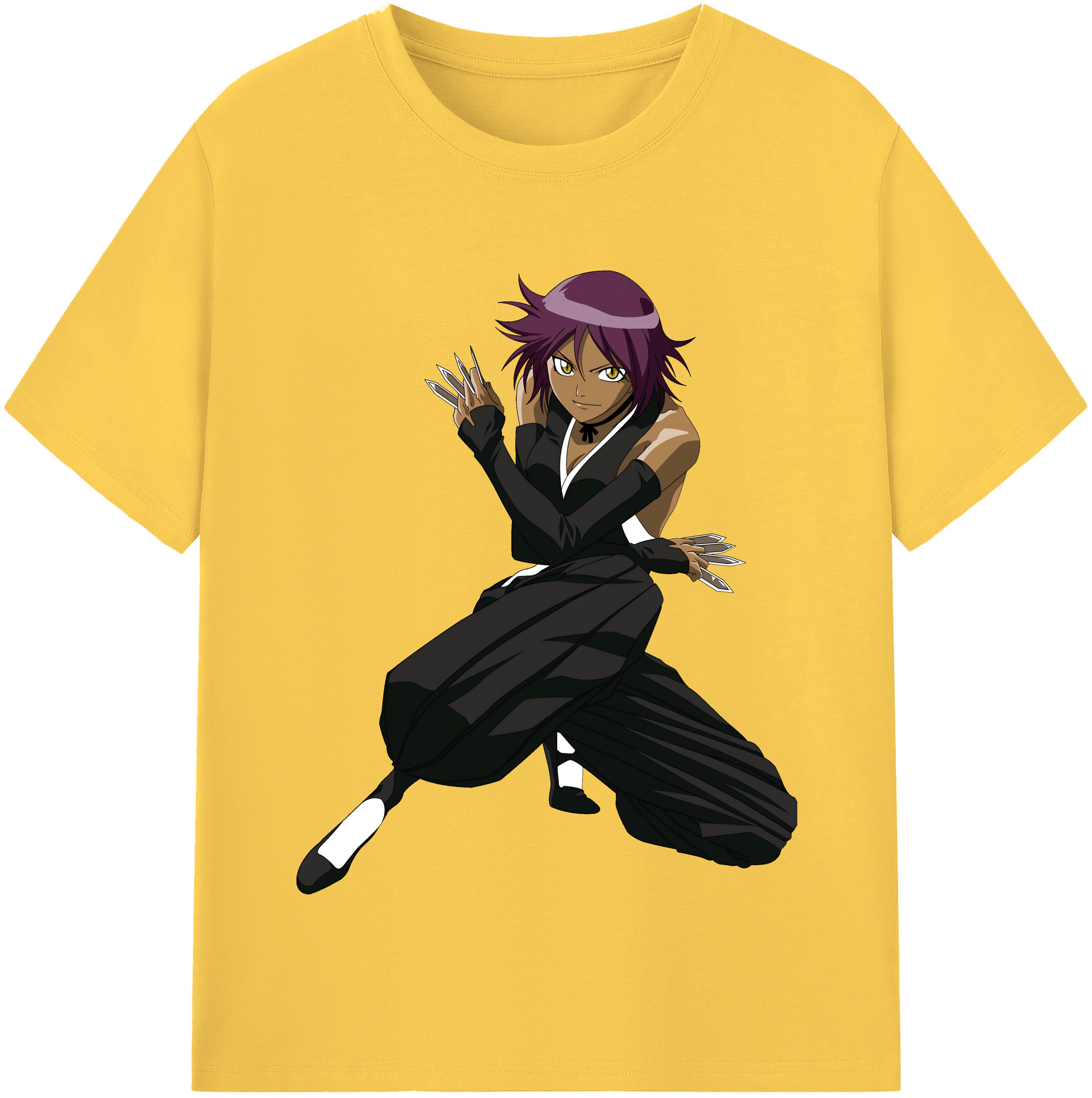 （画像用） ブリーチ 四楓院 夜一（しほういん よるいち） BLEACH Shihouin Yoruichi 綿100％半袖Tシャツ（フロントプリント）