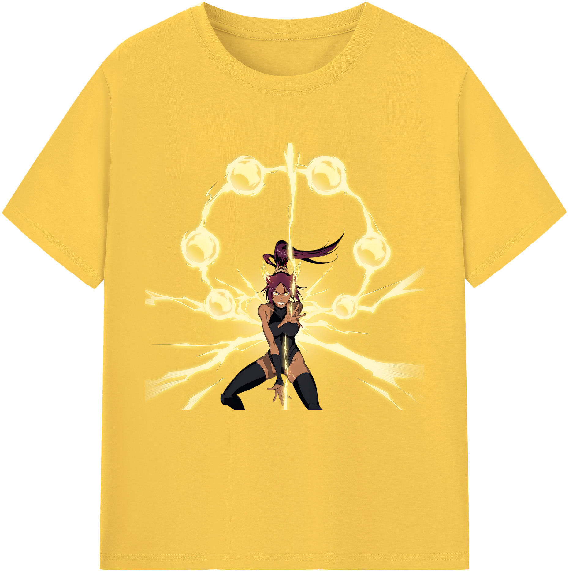 （画像用） ブリーチ 四楓院 夜一（しほういん よるいち） BLEACH Shihouin Yoruichi 綿100％半袖Tシャツ（フロントプリント）